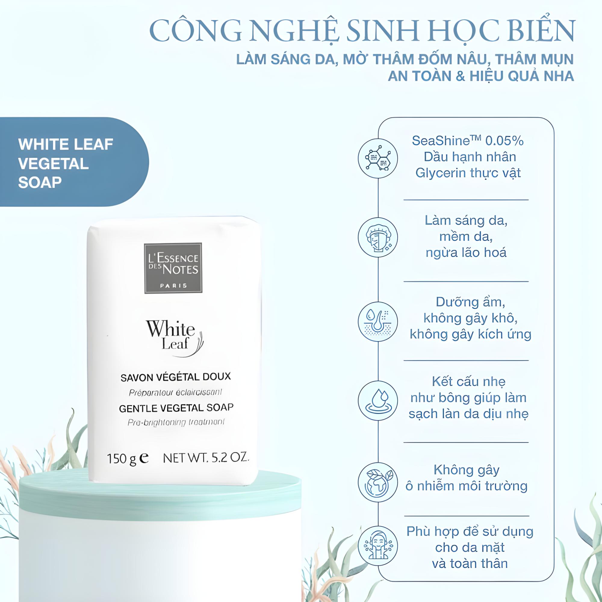 Xà Phòng Thiên Nhiên White Leaf Gentle Vegetal Soap Làm Sạch Dịu Nhẹ Dưỡng Da Mềm Mại - 150g - Image 3