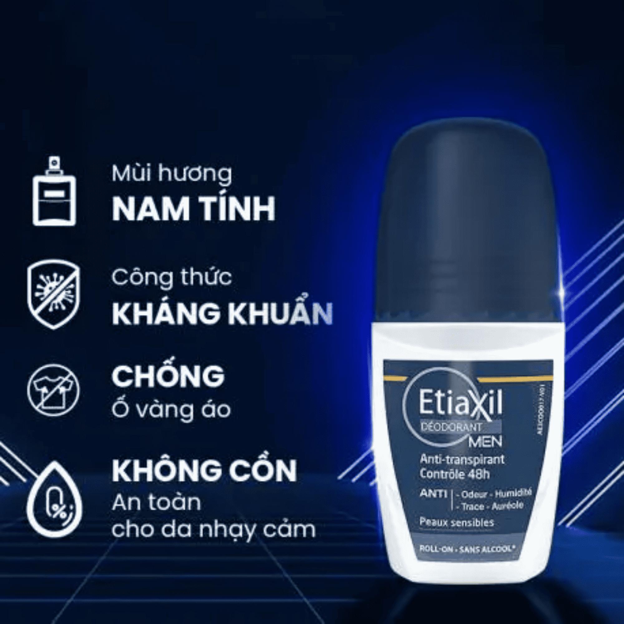 Lăn Khử Mùi Nam Etiaxil Deodorant Men Anti Transpirant Controle 48H Roll On Kiểm Soát Mồ Hôi – 50ml - Image 3