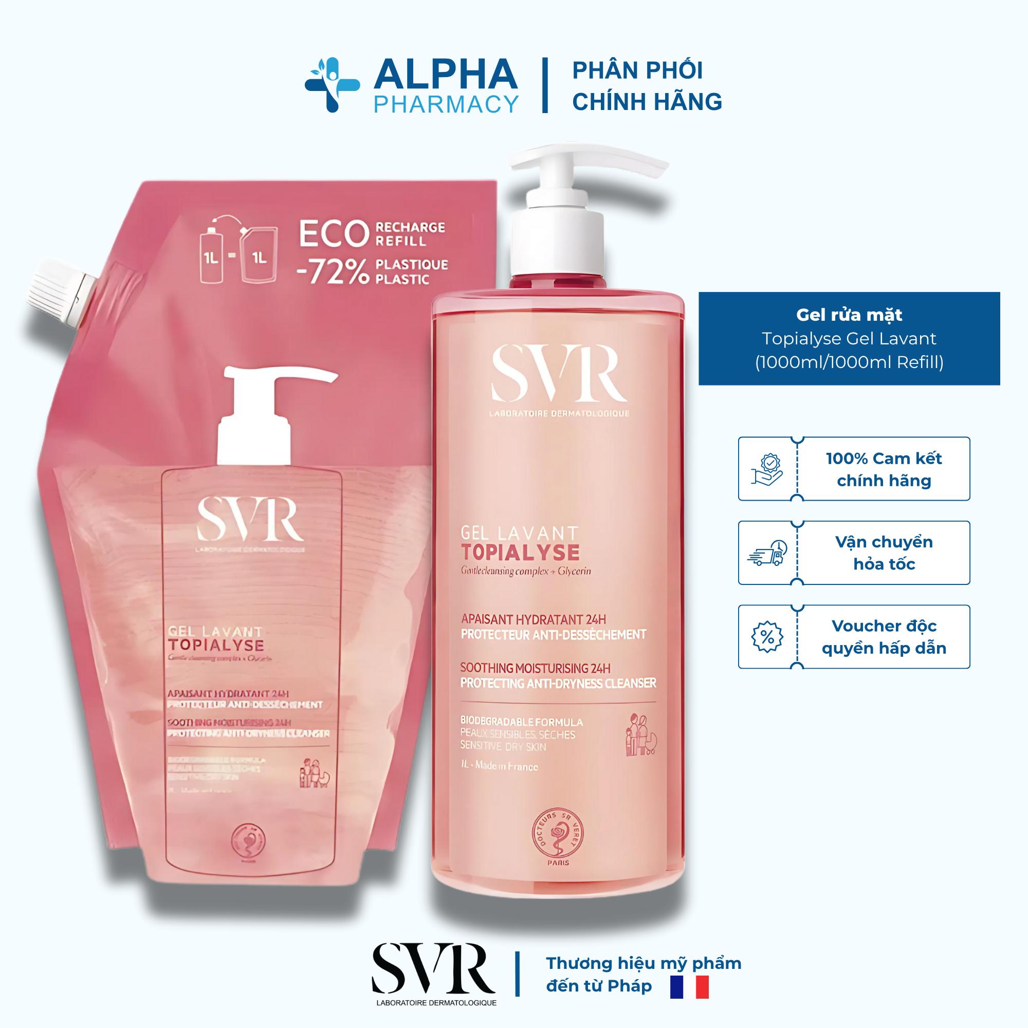 Gel Rửa Mặt SVR Topialyse Gel Lavant Dạng Dịu Nhẹ – 1000ml/1000ml Refill