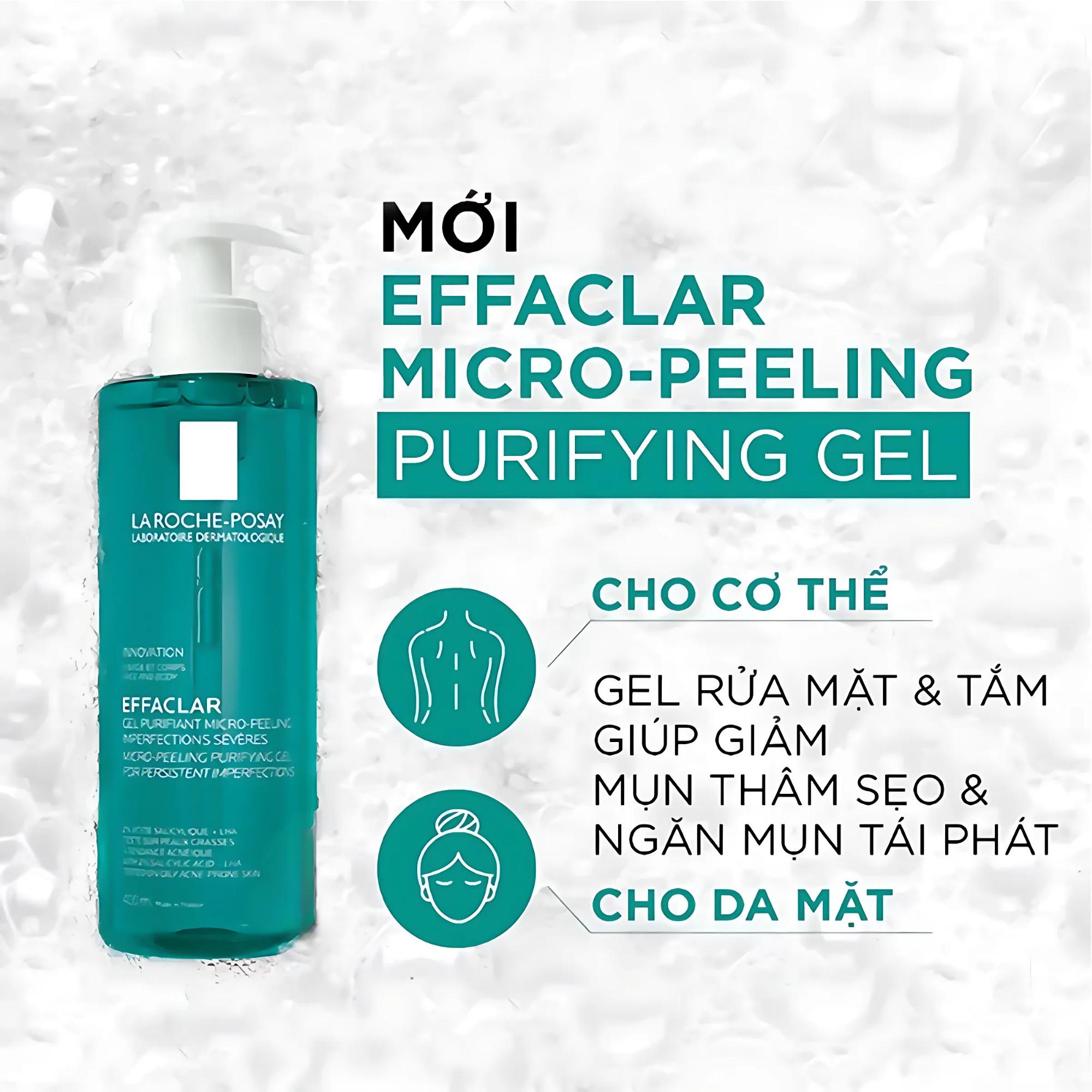 Gel Rửa Mặt & Tắm La Roche-Posay Effaclar Micro-Peeling Purifying Gel Làm Sạch & Giảm Mụn – 400ml - Image 3