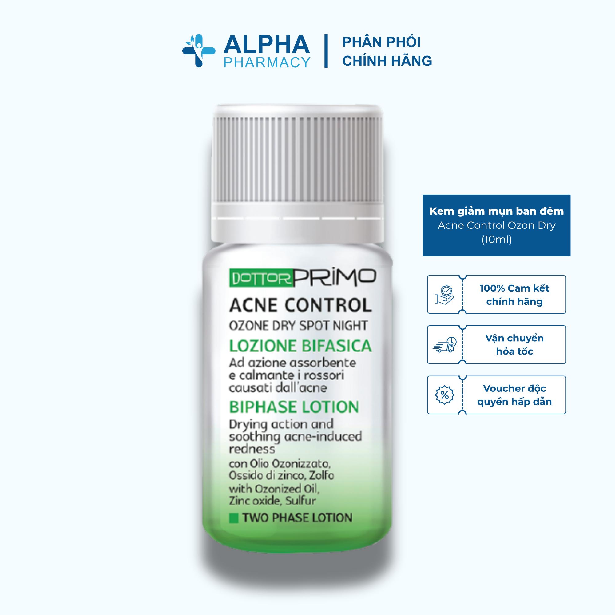 Kem giảm mụn ban đêm DottorPrimo Acne Control Ozon Dry SpotNight - 10ml