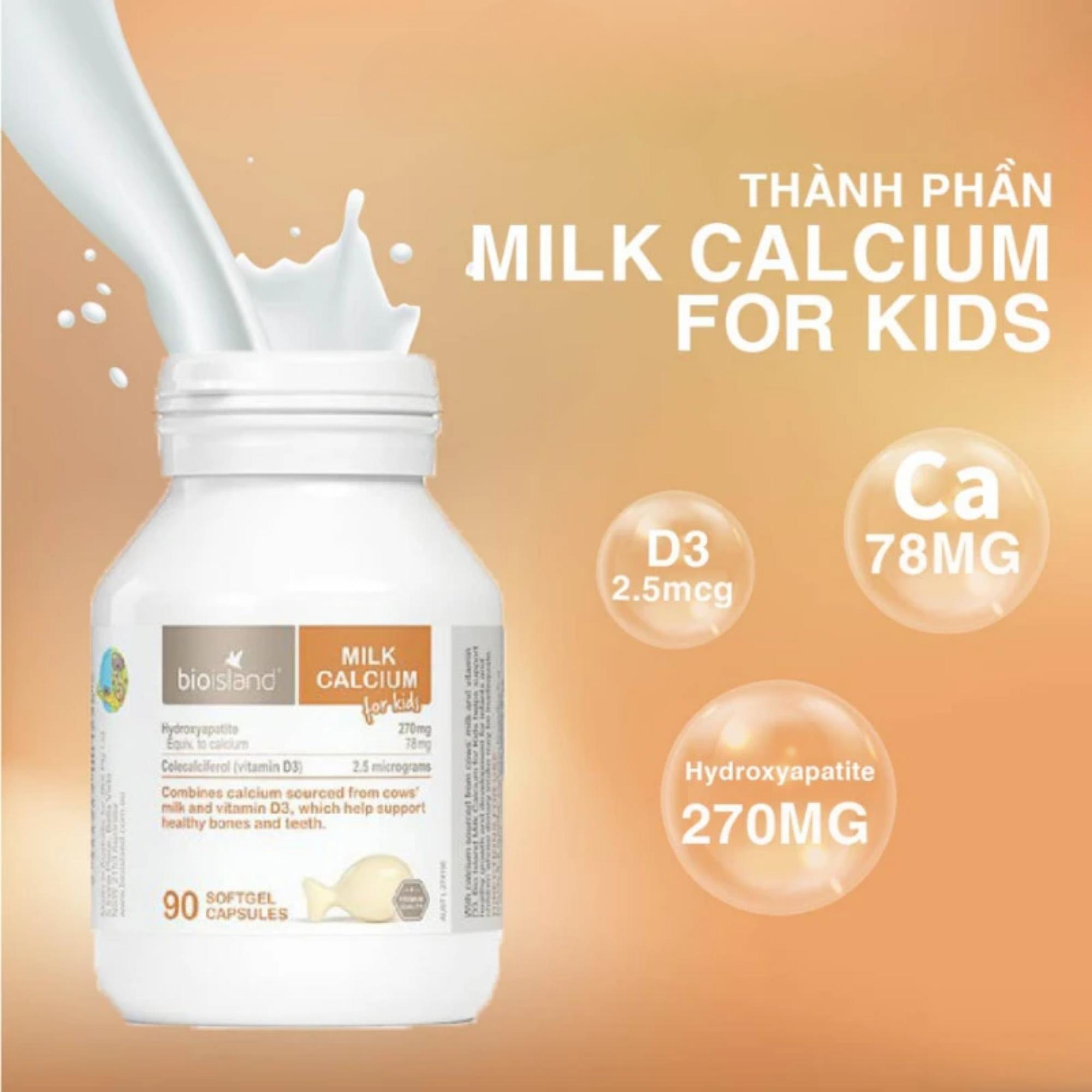 Viên Uống BioIsland Milk Calcium For Kids Bổ Sung Canxi Sữa Cho Trẻ, Hỗ Trợ Xương Và Răng Chắc Khỏe – Hộp 90 Viên - Image 2