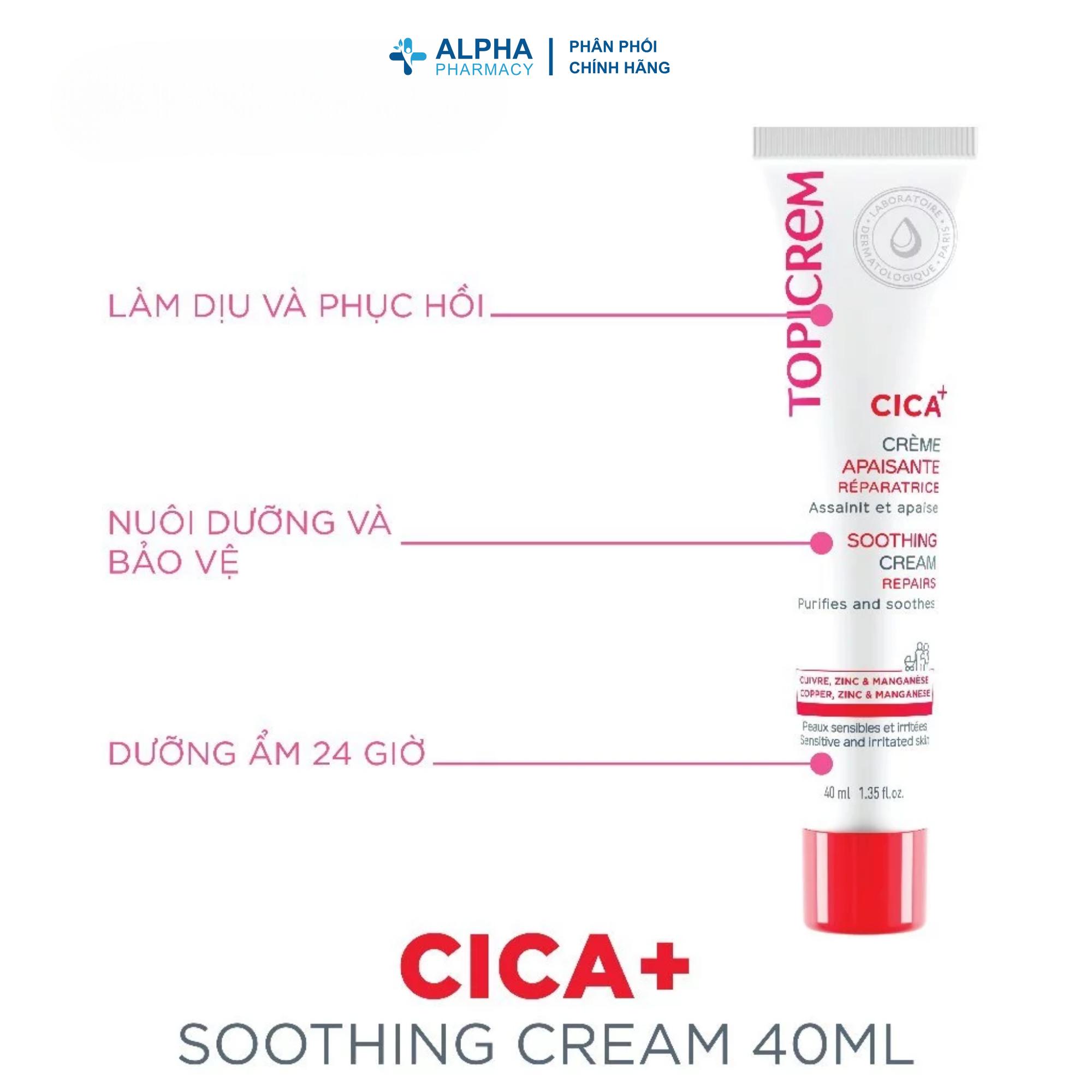 Kem Làm Dịu Và Tái Tạo Da Topicrem CICA+ Soothing Cream Cho Da Tổn Thương - 40ml - Image 2