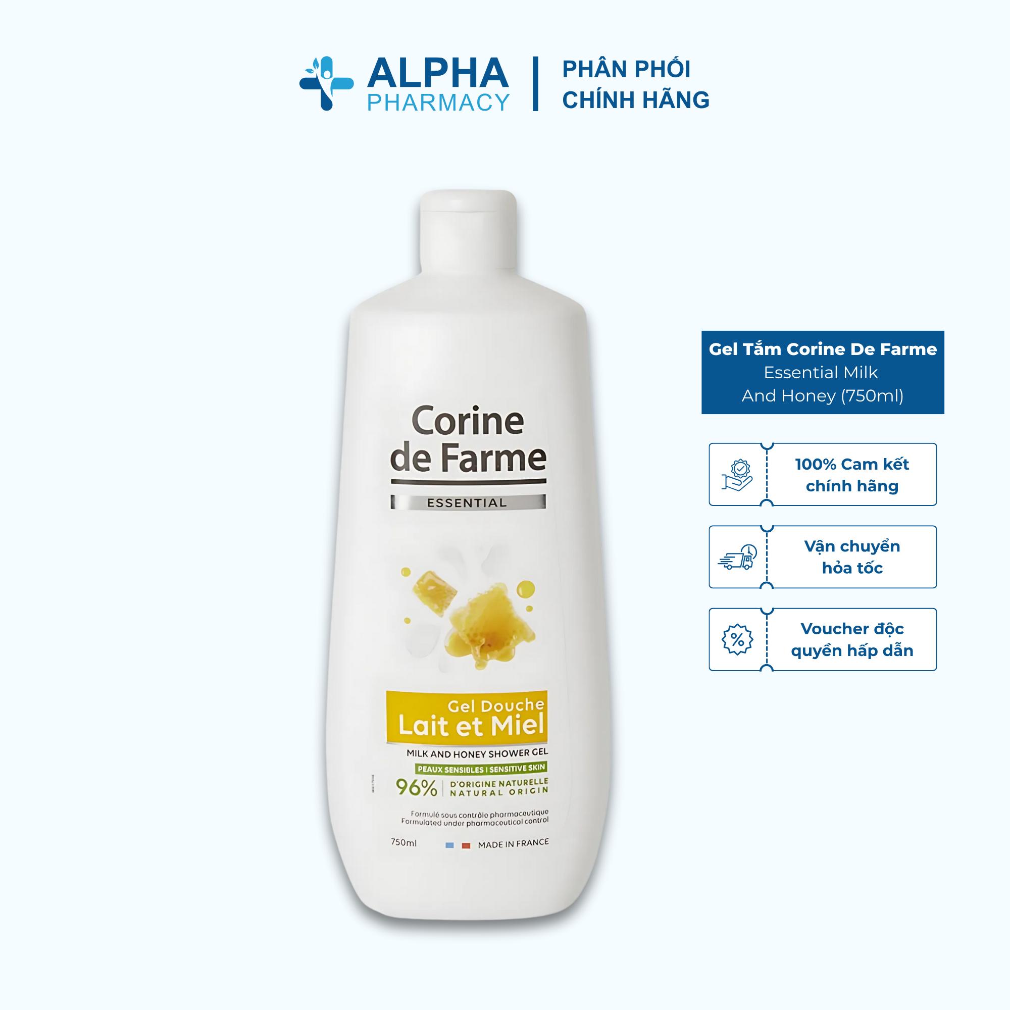 Gel Tắm Corine De Farme Essential Milk And Honey Hương Sữa Mật Ong – 750ml