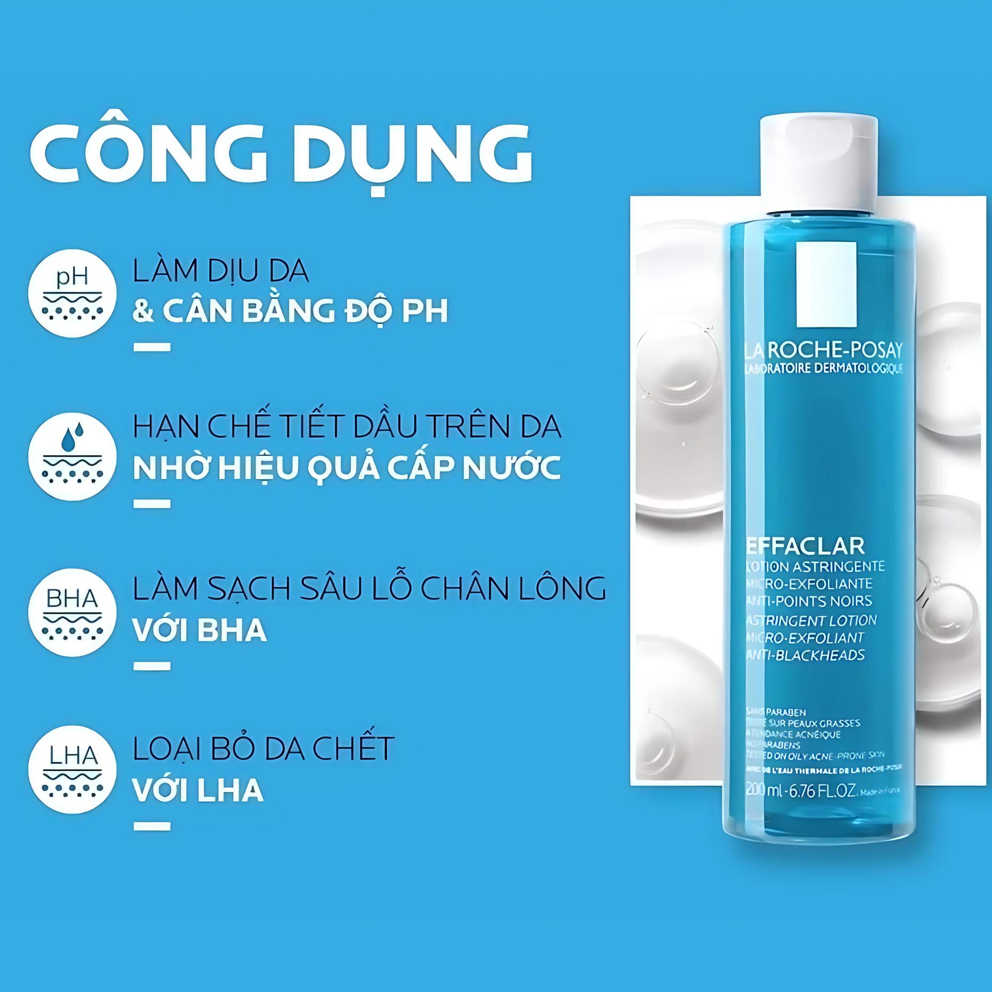 Nước Cân Bằng La Roche-Posay Effaclar Astringent Lotion Giàu Khoáng Cho Da Dầu Mụn – 200ml - Image 3