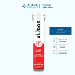 Viên sủi Kudos Daily Vitamins Plus Biotin & Ginseng hương cam giúp bổ sung vitamin cho cơ thể (Tuýp 20 viên)