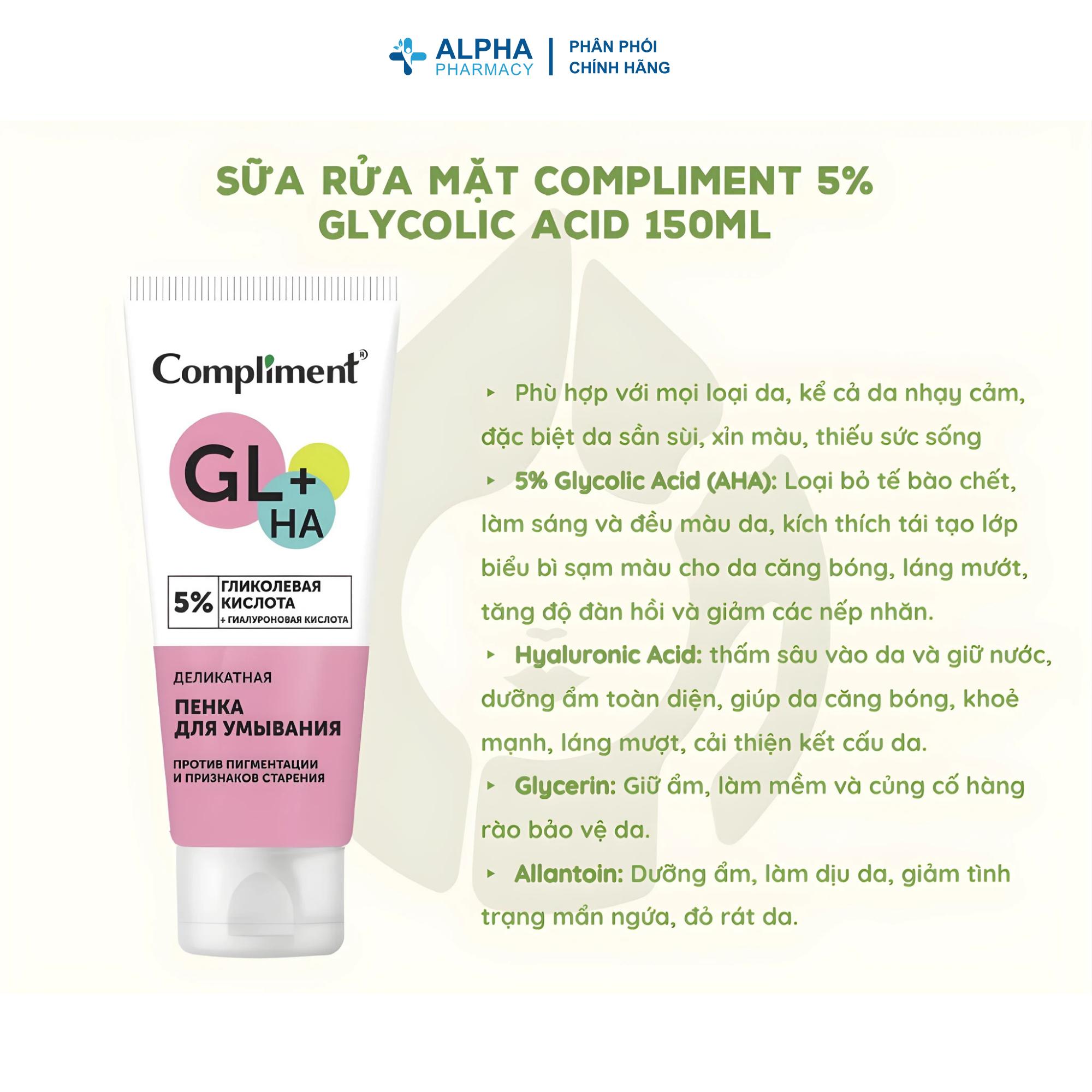 Sữa Rửa Mặt Compliment GL+ HA Delicate Cleansing Foam Cho Da Dầu Mụn, Da Nhạy Cảm - 150ml - Image 3