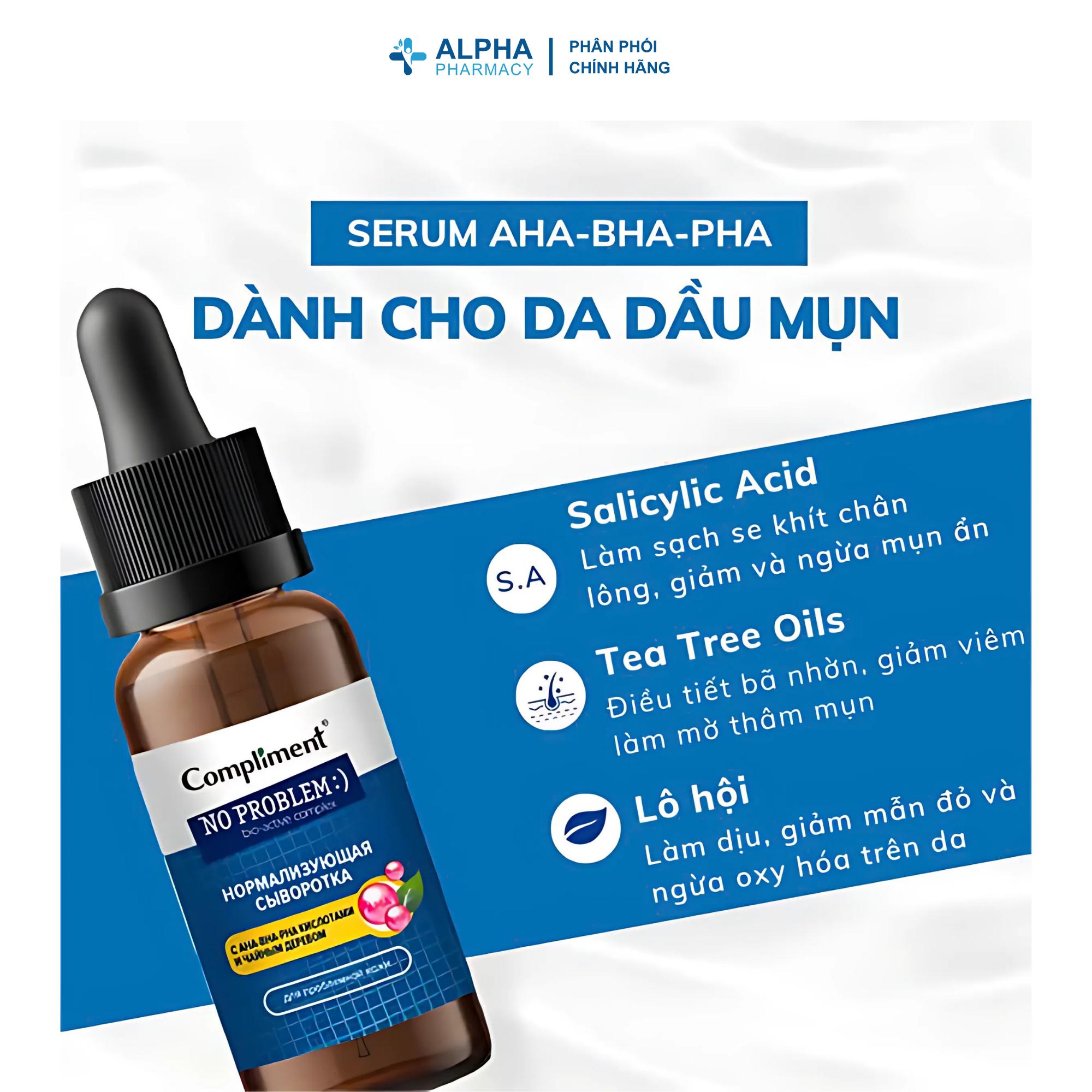 Tinh Chất Compliment No Problem AHA BHA PHA Giảm Mụn Mờ Thâm Da Dầu Mụn - 27ml - Image 4