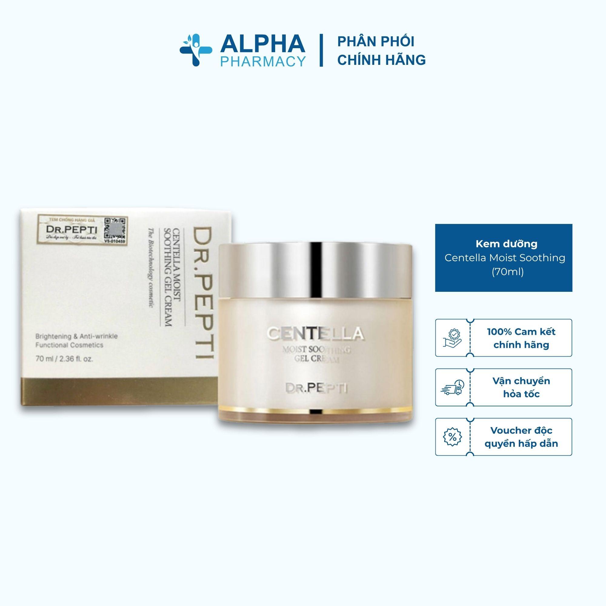 Kem Dưỡng Dr.Pepti Centella Moist Soothing Gel Cream Chiết Xuất Rau Má Dưỡng Ẩm Và Làm Dịu Da - 70ml