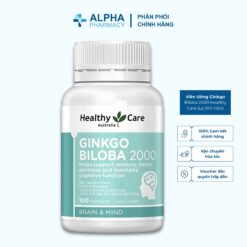 Viên Uống Ginkgo Biloba 2000 Healthy Care Bạch Quả Tăng Cường Trí Nhớ & Tập Trung - Lọ 100 Viên
