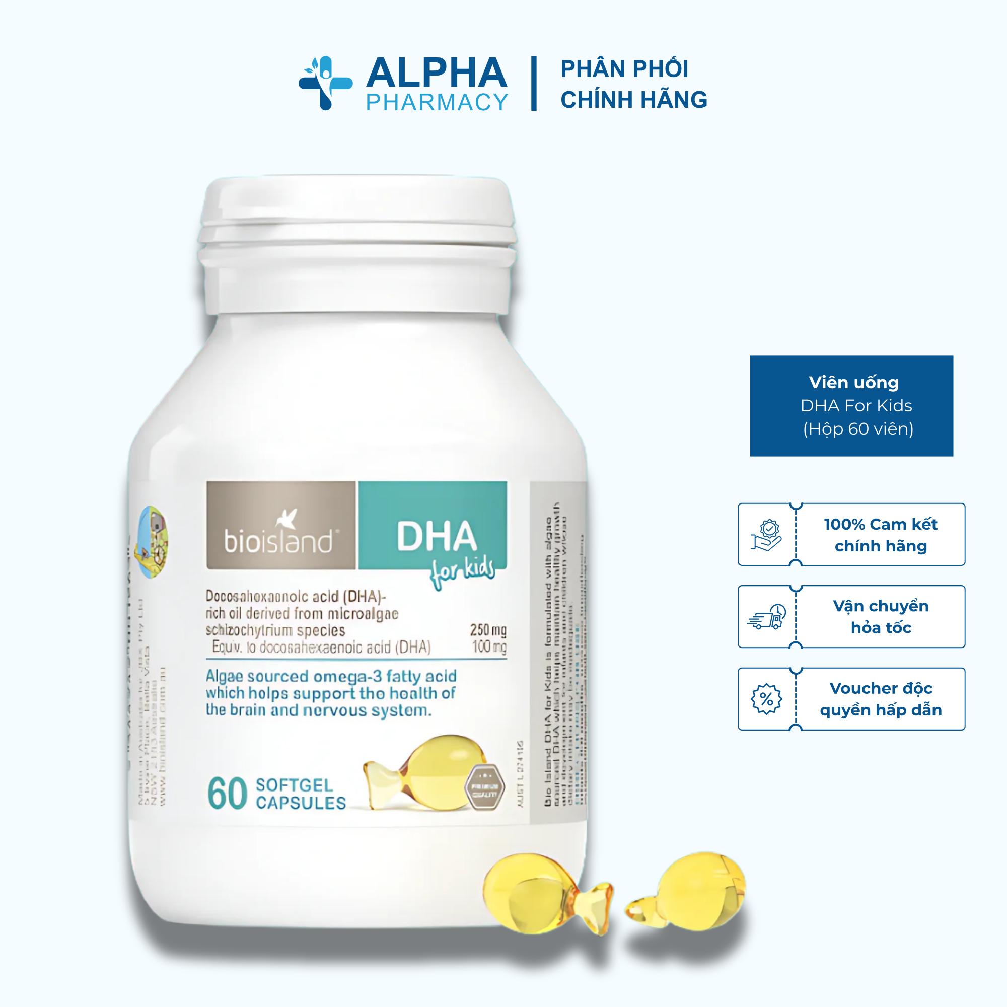 Viên Uống BioIsland DHA For Kids Bổ Sung DHA Cho Trẻ, Hỗ Trợ Phát Triển Trí Não Và Thị Giác – Hộp 60 Viên