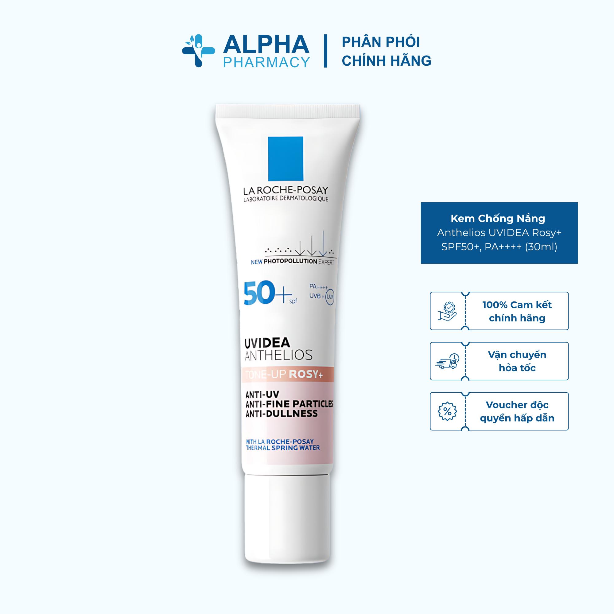 Kem Chống Nắng Nâng Tone Sáng Hồng Rạng Rỡ Cho Da Khô, Xỉn Màu La Roche-Posay Anthelios UVIDEA Rosy+ SPF50+, PA++++ - 30ml