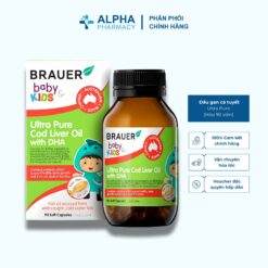 Dầu Gan Cá Tuyết Brauer Ultra Pure Cod Liver Oil + DHA Hỗ Trợ Xương & Miễn Dịch Cho Trẻ Từ 1 Tuổi+ - 90 viên