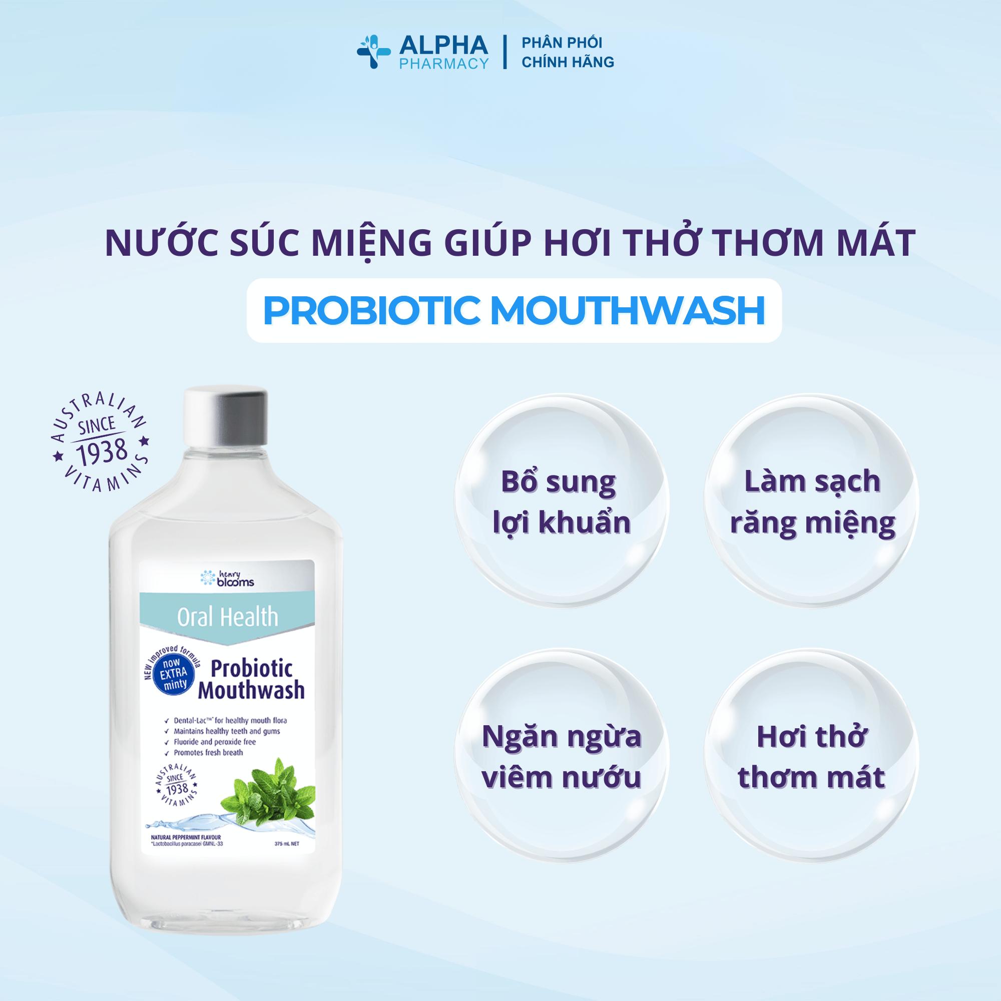 Nước Súc Miệng Henry Blooms Probiotic Mouthwash Hỗ Trợ Làm Sạch Vi Khuẩn & Bảo Vệ Răng Miệng - 375ml - Image 2