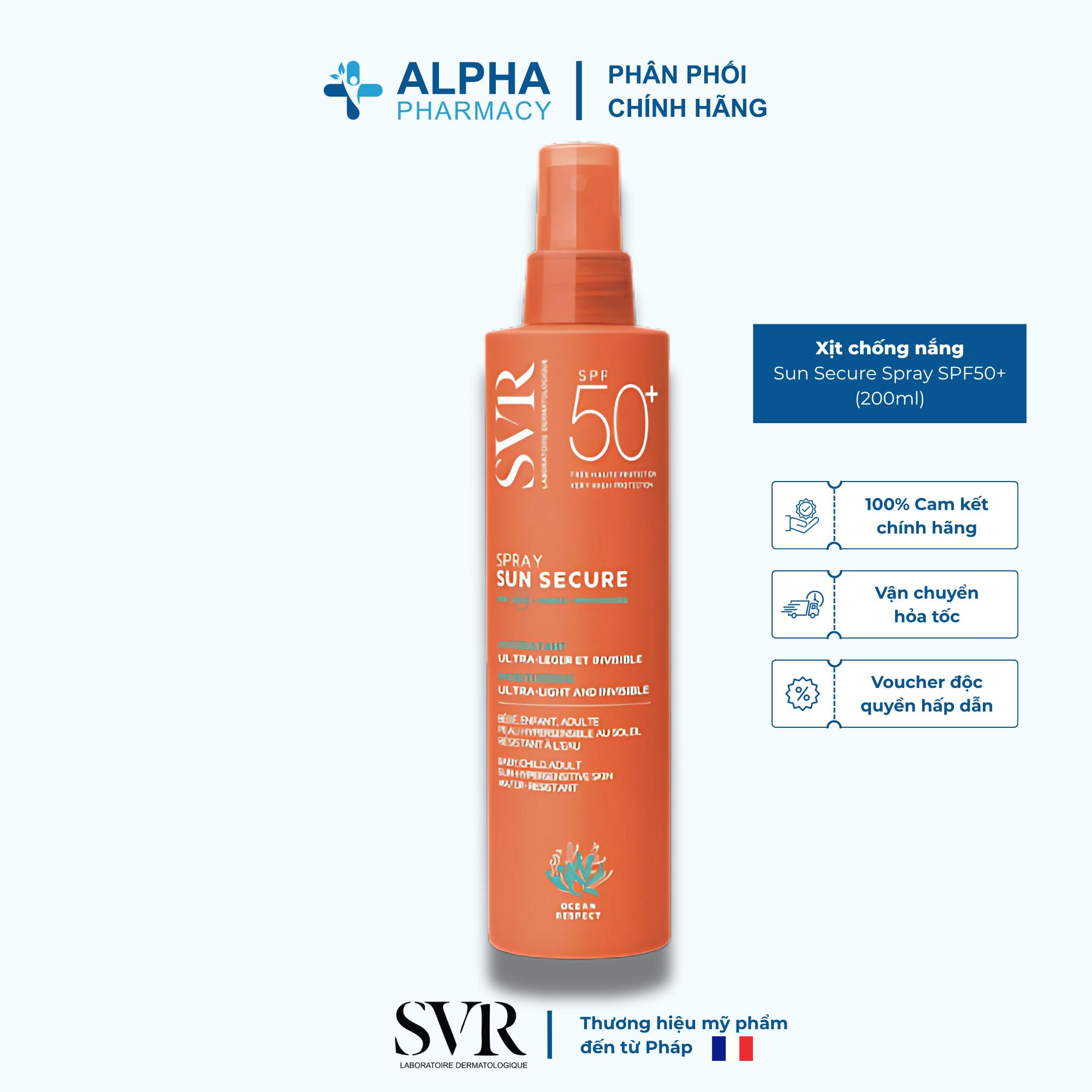 Xịt Chống Nắng SVR Sun Secure Spray SPF50+ Dành Cho Mặt – 200ml