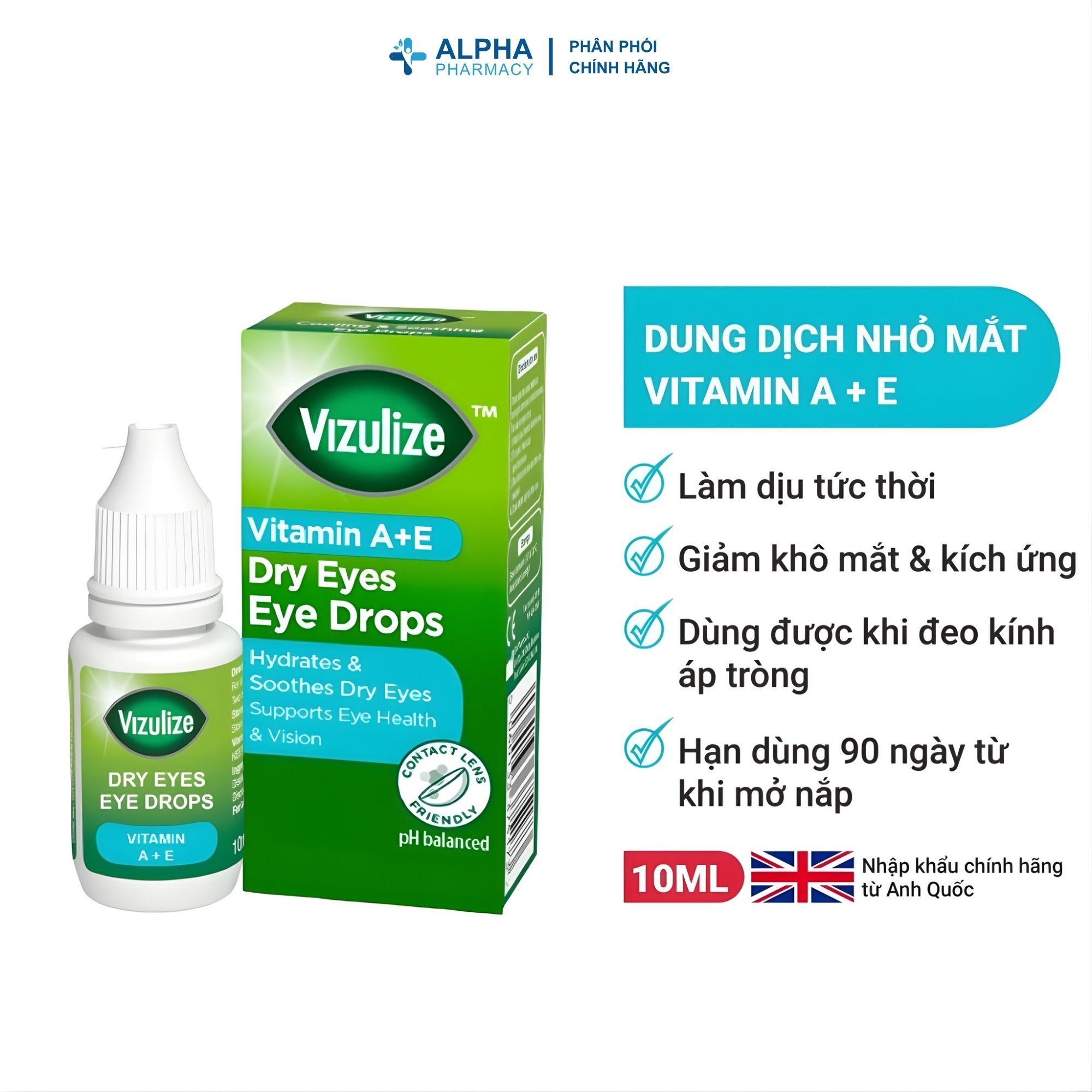 VIZULIZE Vitamin A+E Cho Mắt Khô Giảm Khô Rát, Mỏi Mắt - 10ml - Image 3