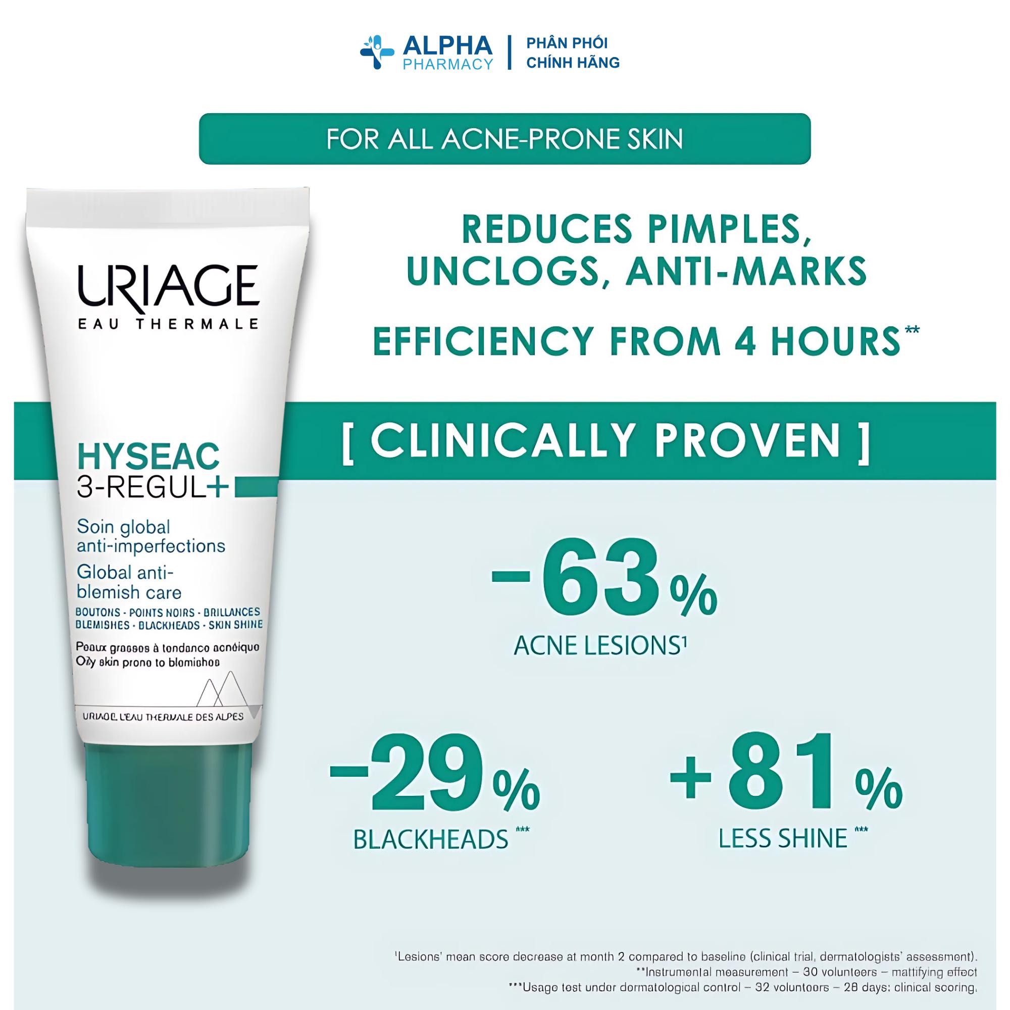 Kem Dưỡng Uriage Hyseac 3-Regul+ Anti Imperfections Giảm Mụn Kháng Khuẩn & Kiểm Soát Nhờn – 40ml - Image 3