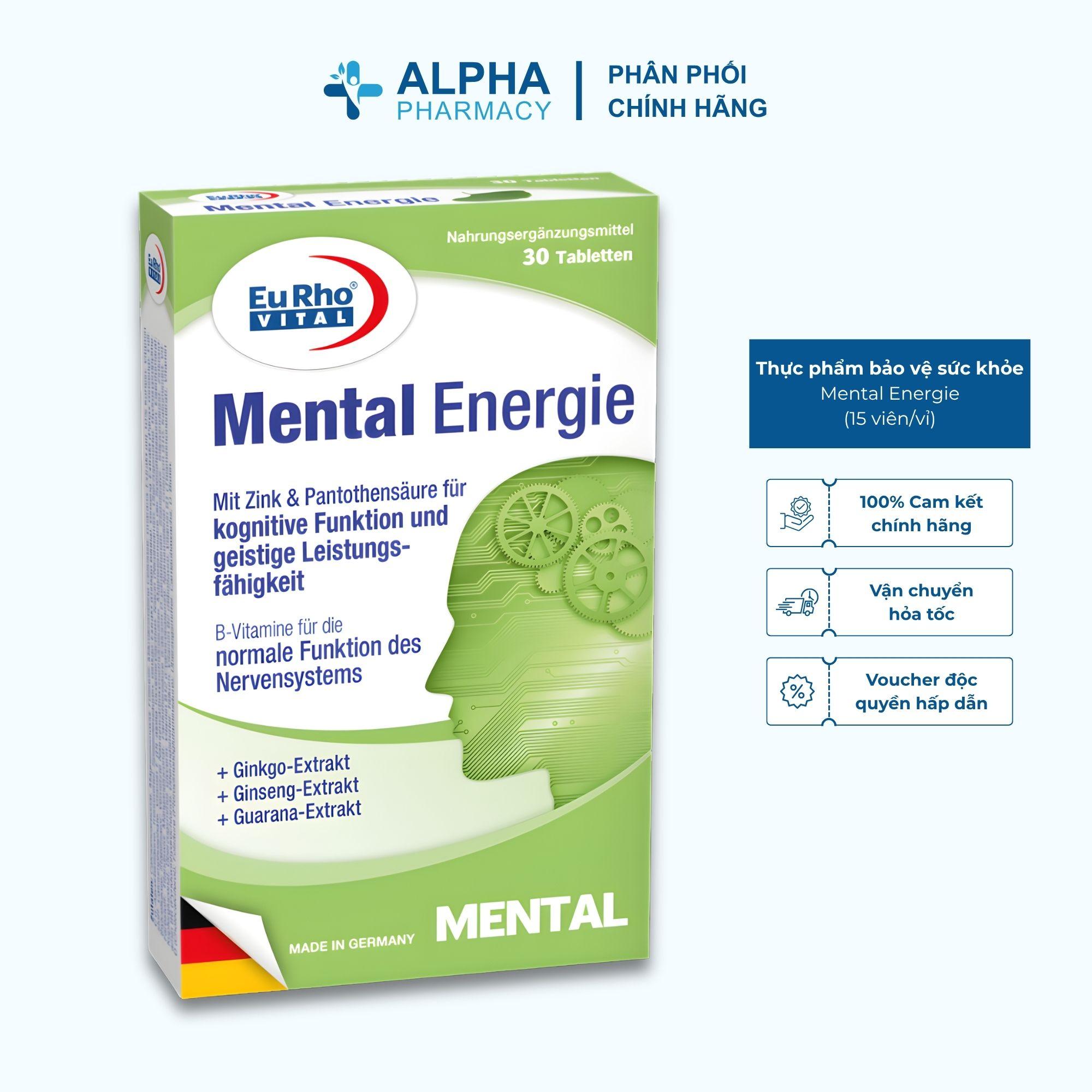 Thực Phẩm Bảo Vệ Sức Khỏe EuRho Vital Mental Energie Cải Thiện Trí Nhớ, Duy Trì Chức Năng Não Bộ Khỏe Mạnh
