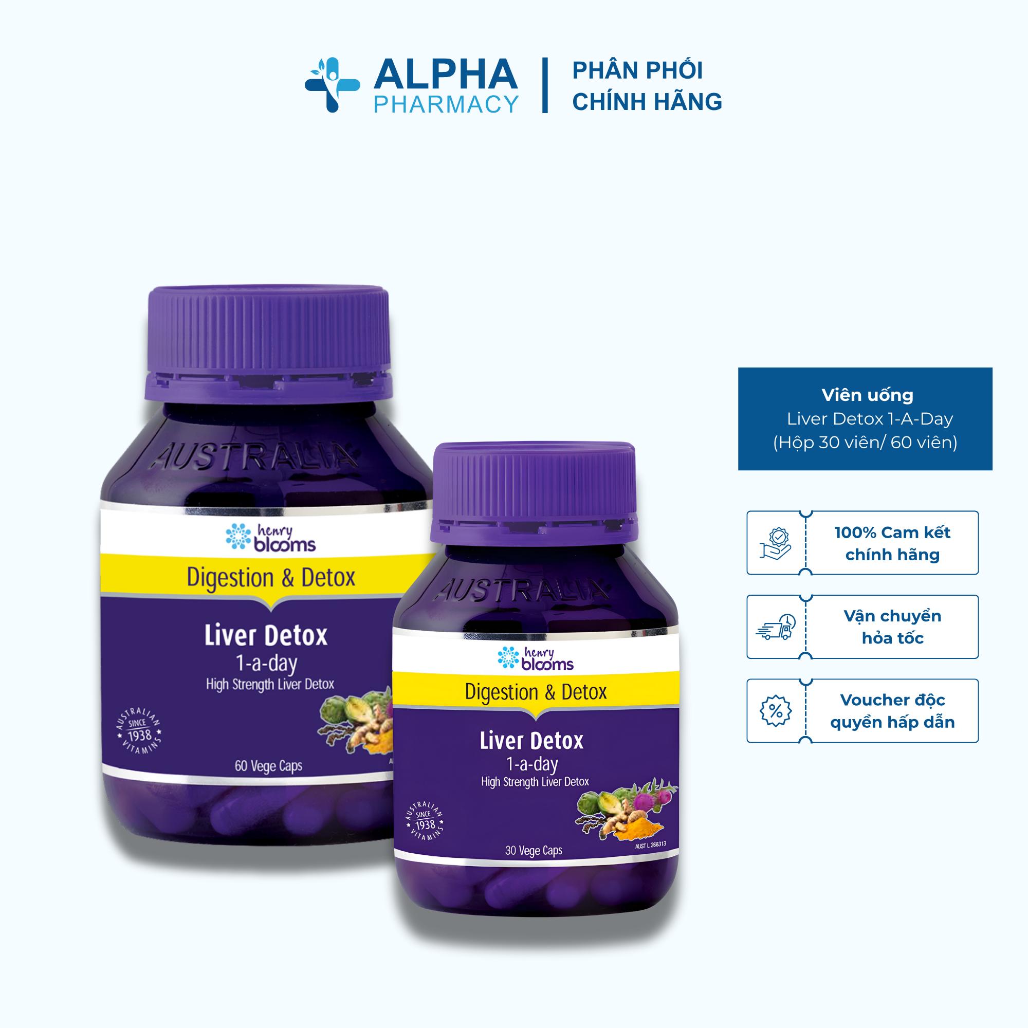 Viên Uống Henry Blooms Liver Detox 1-A-Day Hỗ Trợ Giải Độc & Bảo Vệ Gan – Hộp 30 Viên/ Hộp 60 Viên