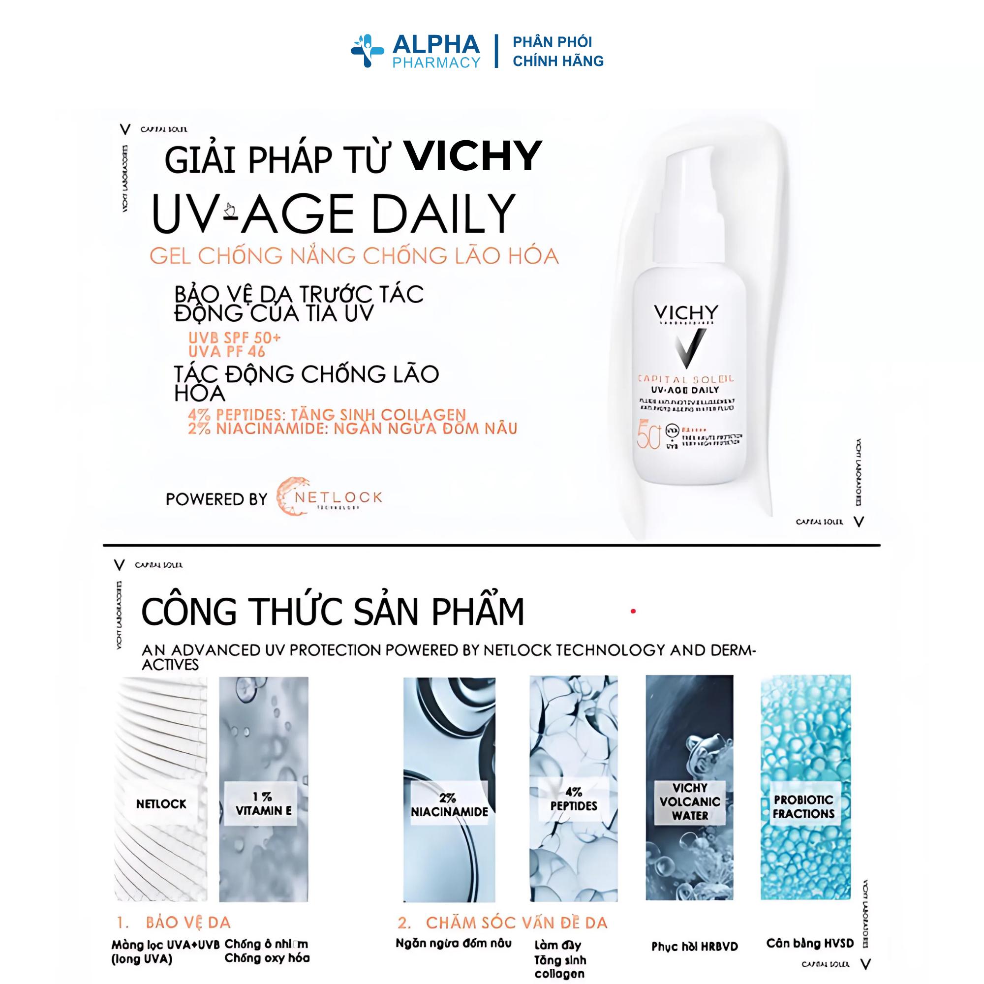 Gel Chống Nắng Vichy Capital Soleil UV-Age Daily Giảm Thâm Nám & Nếp Nhăn Do Tia UVA/UVB – 40ml - Image 3