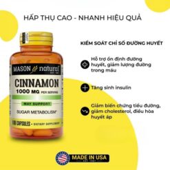 Alternative view of Viên Uống Bổ Sung Mason Natural Cinnamon 1000mg Hỗ Trợ Ổn Định Đường Huyết