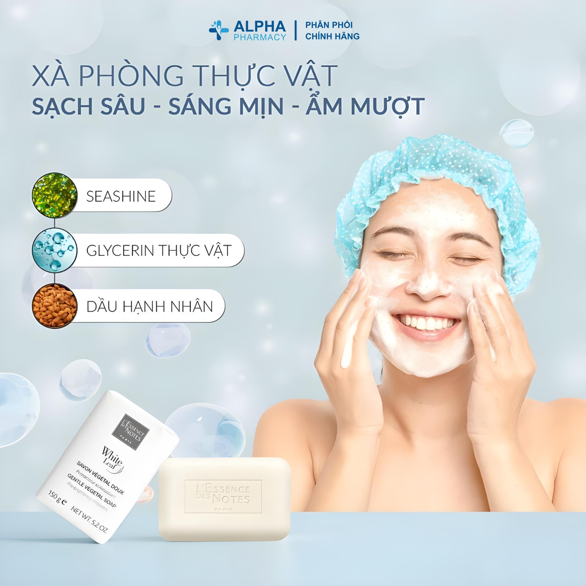 Xà Phòng Thiên Nhiên White Leaf Gentle Vegetal Soap Làm Sạch Dịu Nhẹ Dưỡng Da Mềm Mại - 150g - Image 2