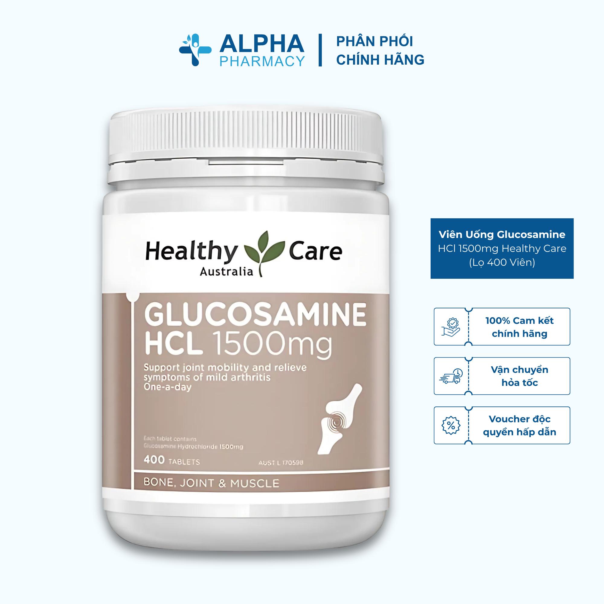 Viên Uống Glucosamine HCl 1500mg Healthy Care Hỗ Trợ Tăng Tiết Dịch Khớp & Giảm Nguy Cơ Thoái Hóa Khớp - Lọ 400 Viên