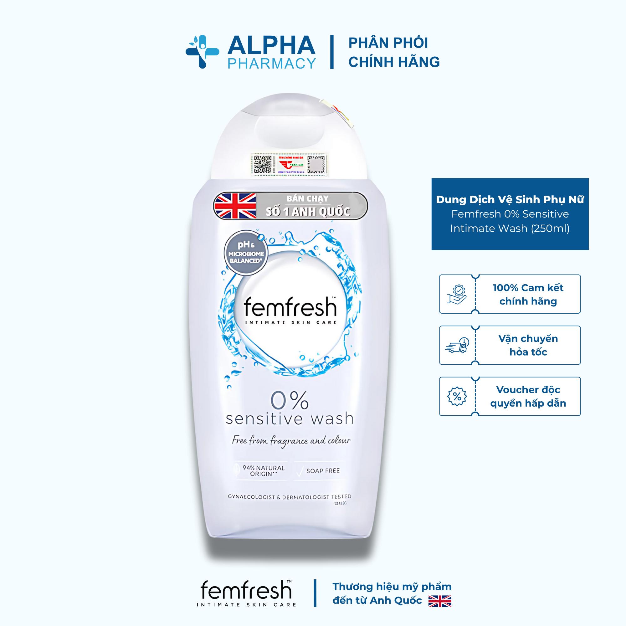 Dung Dịch Vệ Sinh Phụ Nữ Femfresh 0% Sensitive Intimate Wash Cho Da Nhạy Cảm – 250ml - Image 2
