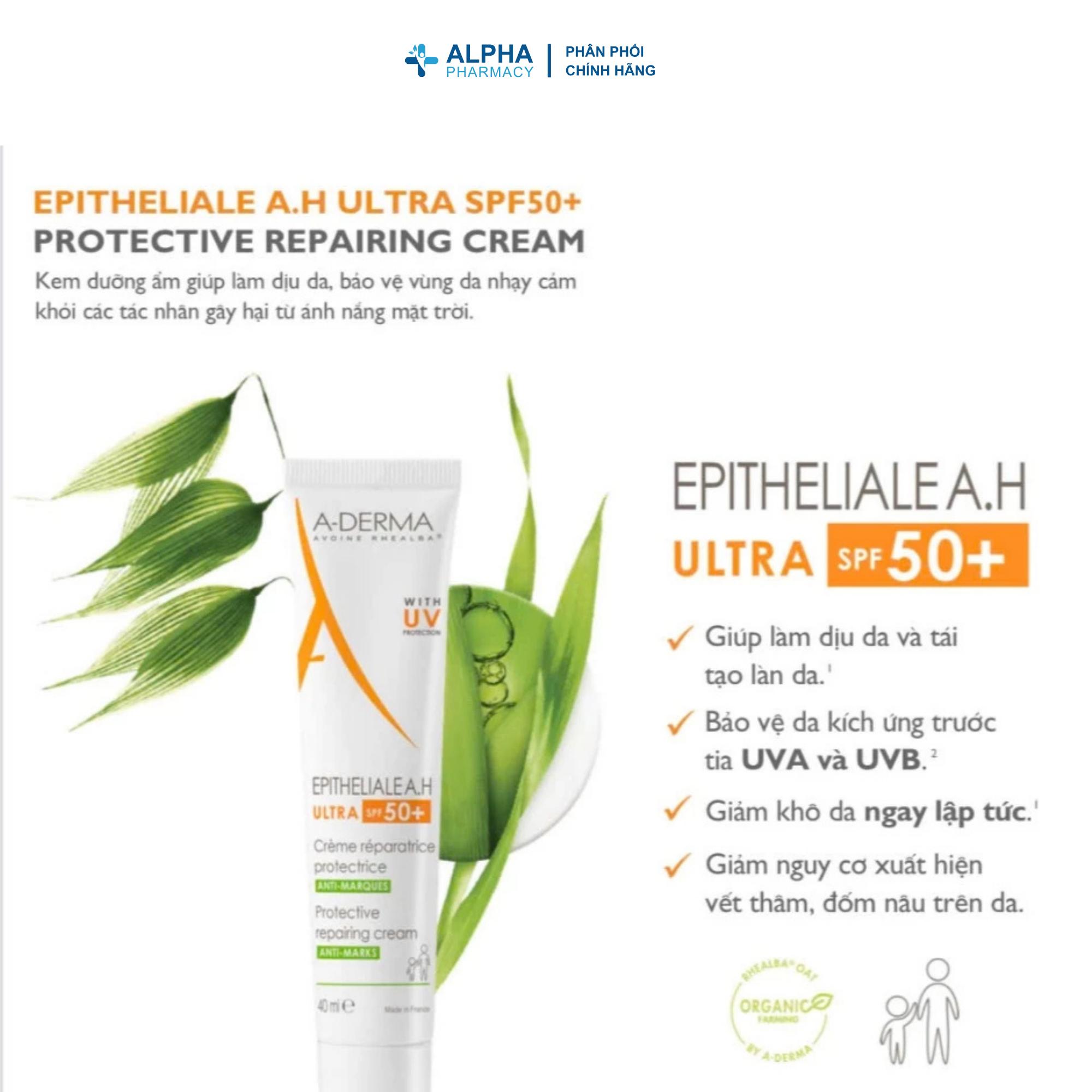 Kem Dưỡng Ẩm Làm Dịu & Chống Nắng SPF50+ A-Derma Apitheliale A.H Ultra SPF50+ Protective Repairing Cream - 40ml - Image 5