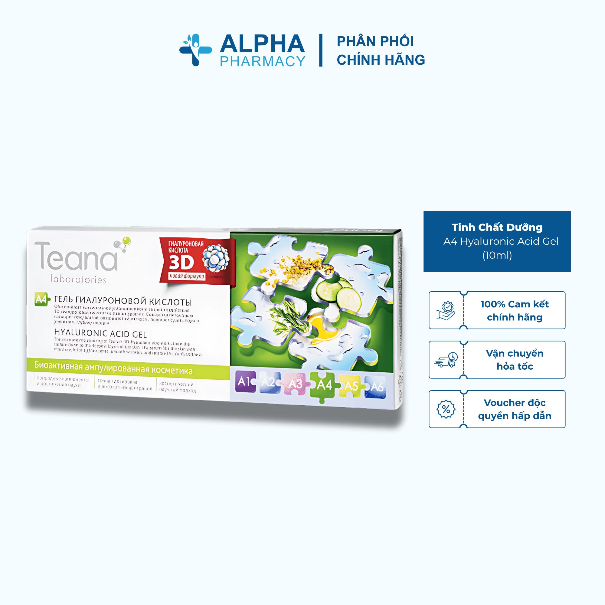 Tinh Chất Dưỡng Teana A4 Hyaluronic Acid Gel Cấp Ẩm Sâu Cho Da Khô & Thiếu Nước - 20ml (2ml x 10 ống)