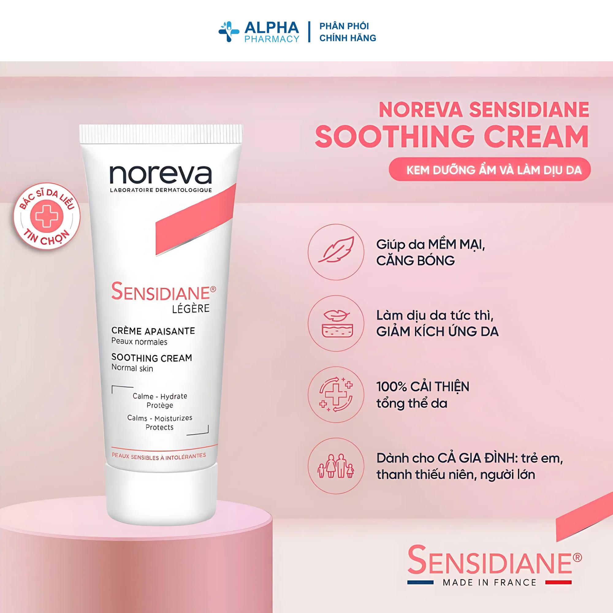 Kem Dưỡng Ẩm Noreva Sensidiane Légère Soothing Cream Cho Da Nhạy Cảm – 40ml - Image 3