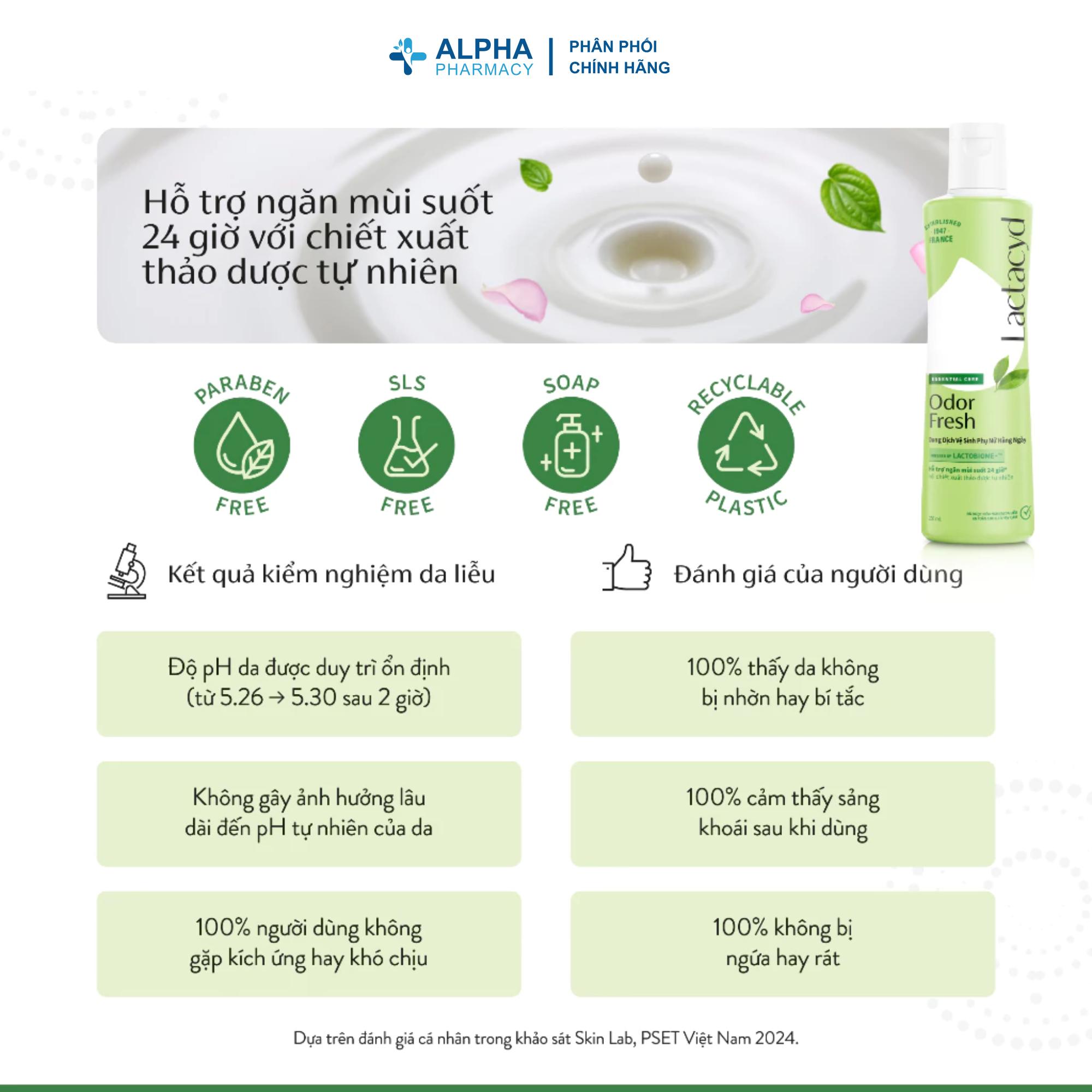 Dung Dịch Vệ Sinh Phụ Nữ Lactacyd Odor Fresh Ngăn Mùi Suốt 24 Giờ – 150ml/250ml - Image 4