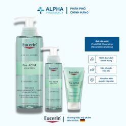 Gel Rửa Mặt Eucerin ProACNE Cleansing Gel Cho Da Dầu Mụn, Làm Sạch Sâu & Giảm Nhờn – 75ml/200ml/400ml