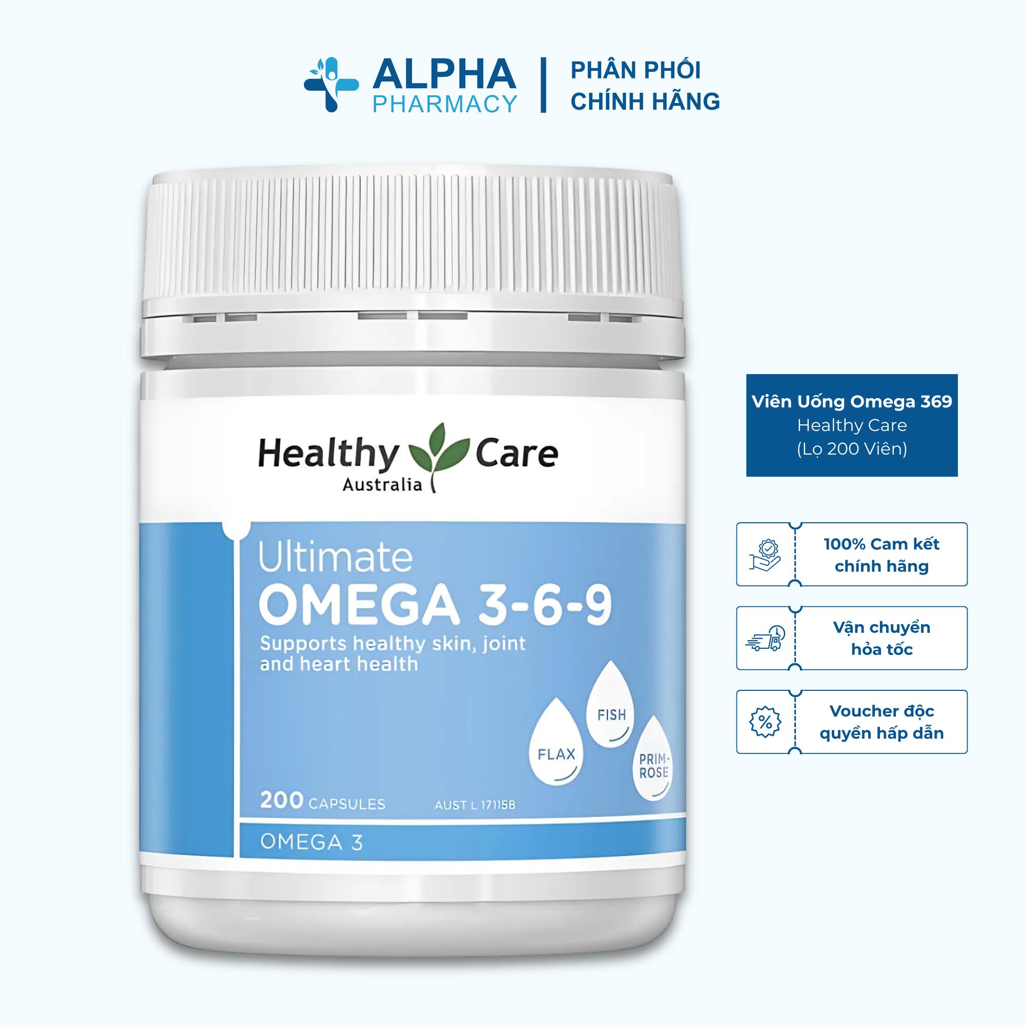 Viên Uống Omega 369 Healthy Care Đẹp Da, Hỗ Trợ Tim Mạch & Não Bộ - Lọ 200 Viên
