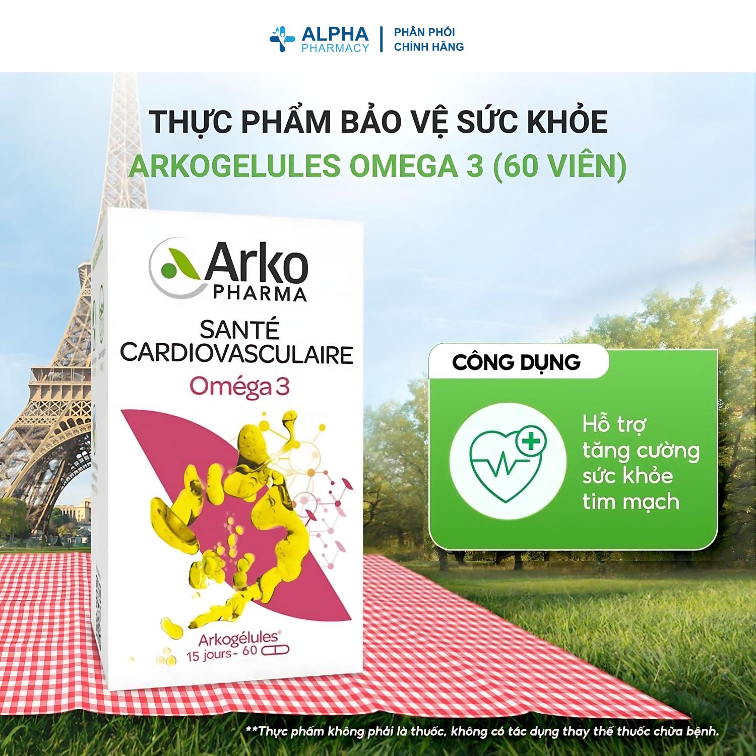 Viên Uống H.OMEGA3 ORIG.MARINE Bổ Sung Omega 3 Arkogélules Duy Trì Sức Khỏe Tim Mạch – Hộp 60 Viên/180 Viên - Image 3