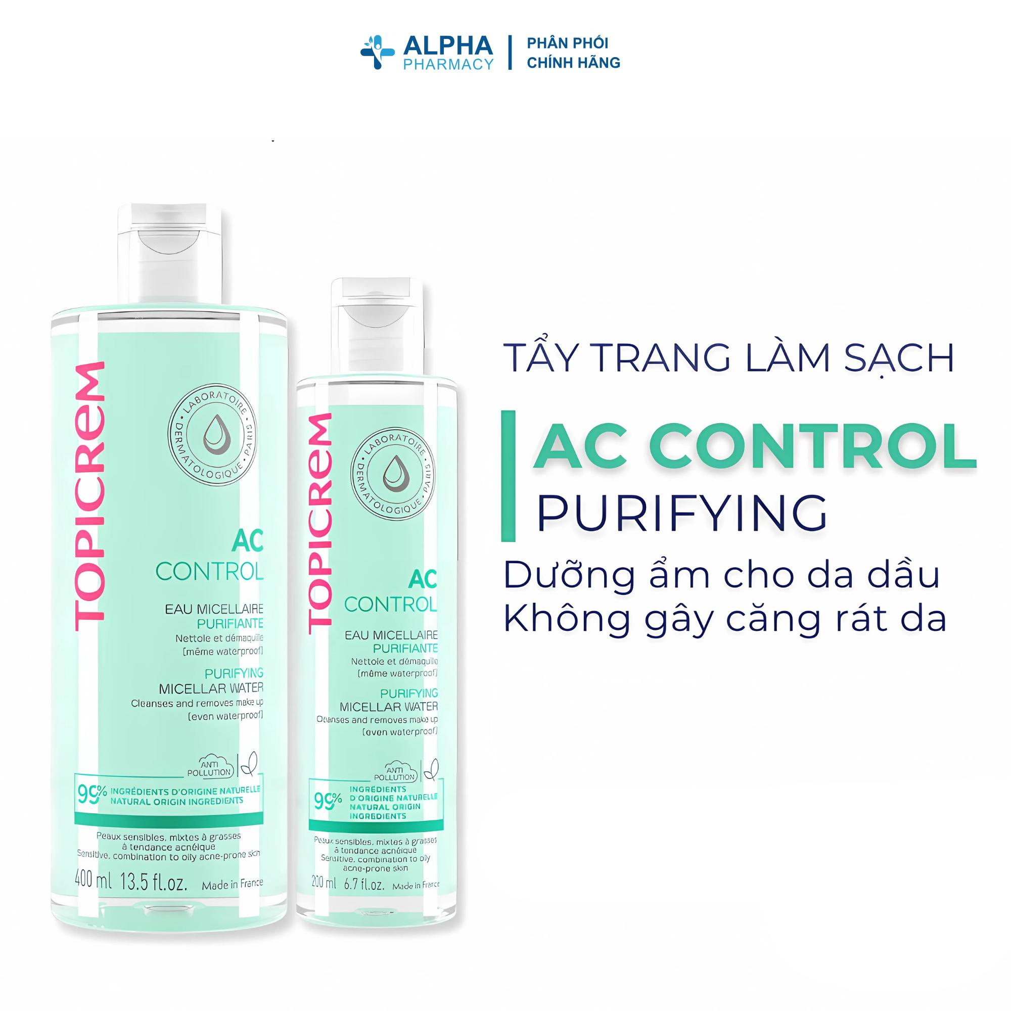 Nước Tẩy Trang Topicrem AC Control Purifying Micellar Water Cho Da Dầu, Da Hỗn Hợp Và Da Mụn - 200ml/400ml - Image 3