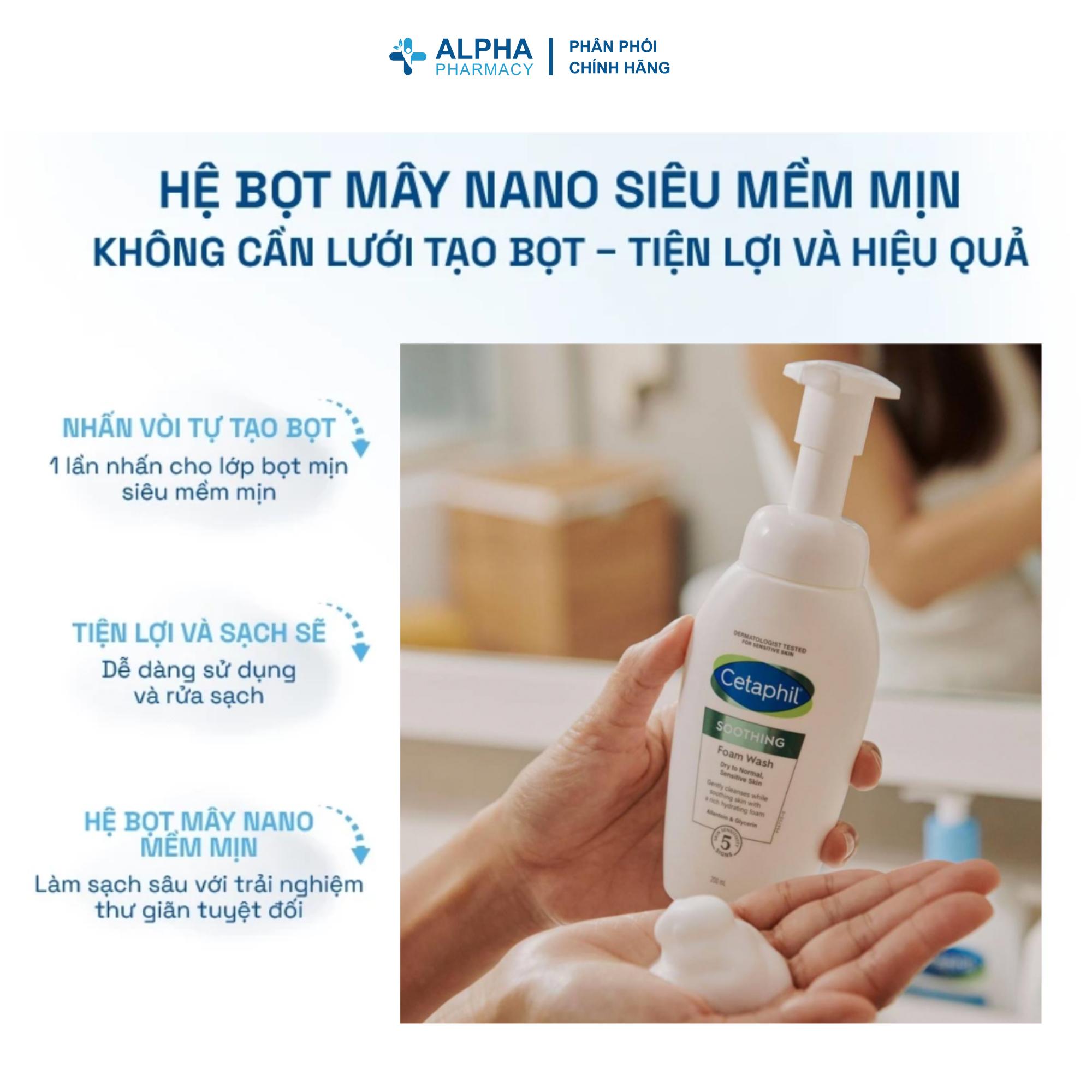 Sữa Rửa Mặt Tạo Bọt Cetaphil Soothing Foam Wash Làm Sạch Dịu Nhẹ - 200ml - Image 4
