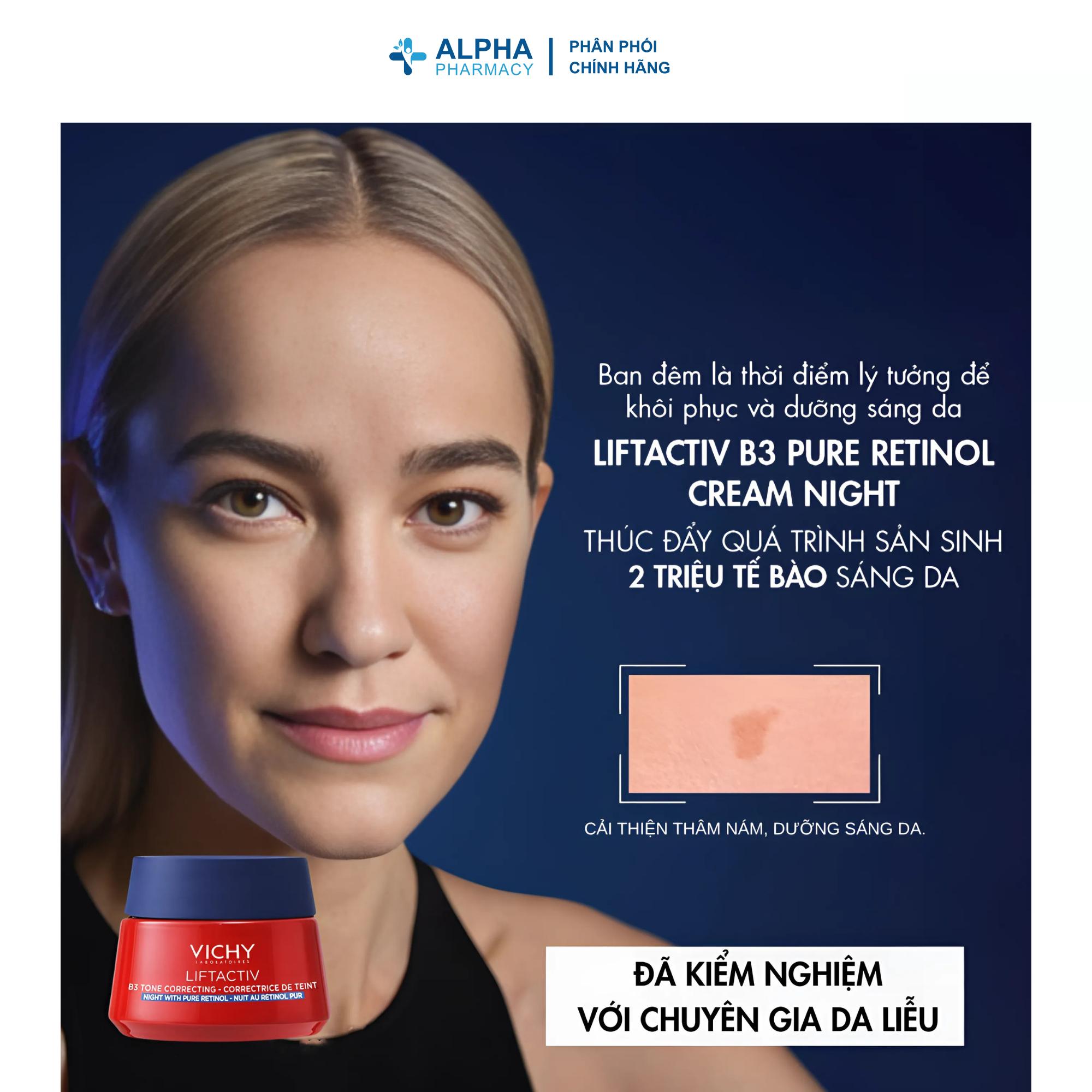 Kem Dưỡng Vichy Liftactiv B3 Pure Retinol Làm Mờ Thâm Nám & Sáng Da Ban Đêm – 50ml - Image 3