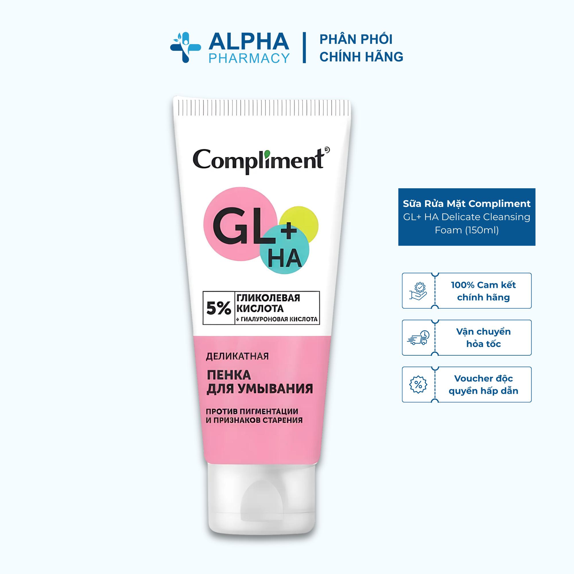 Sữa Rửa Mặt Compliment GL+ HA Delicate Cleansing Foam Cho Da Dầu Mụn, Da Nhạy Cảm - 150ml