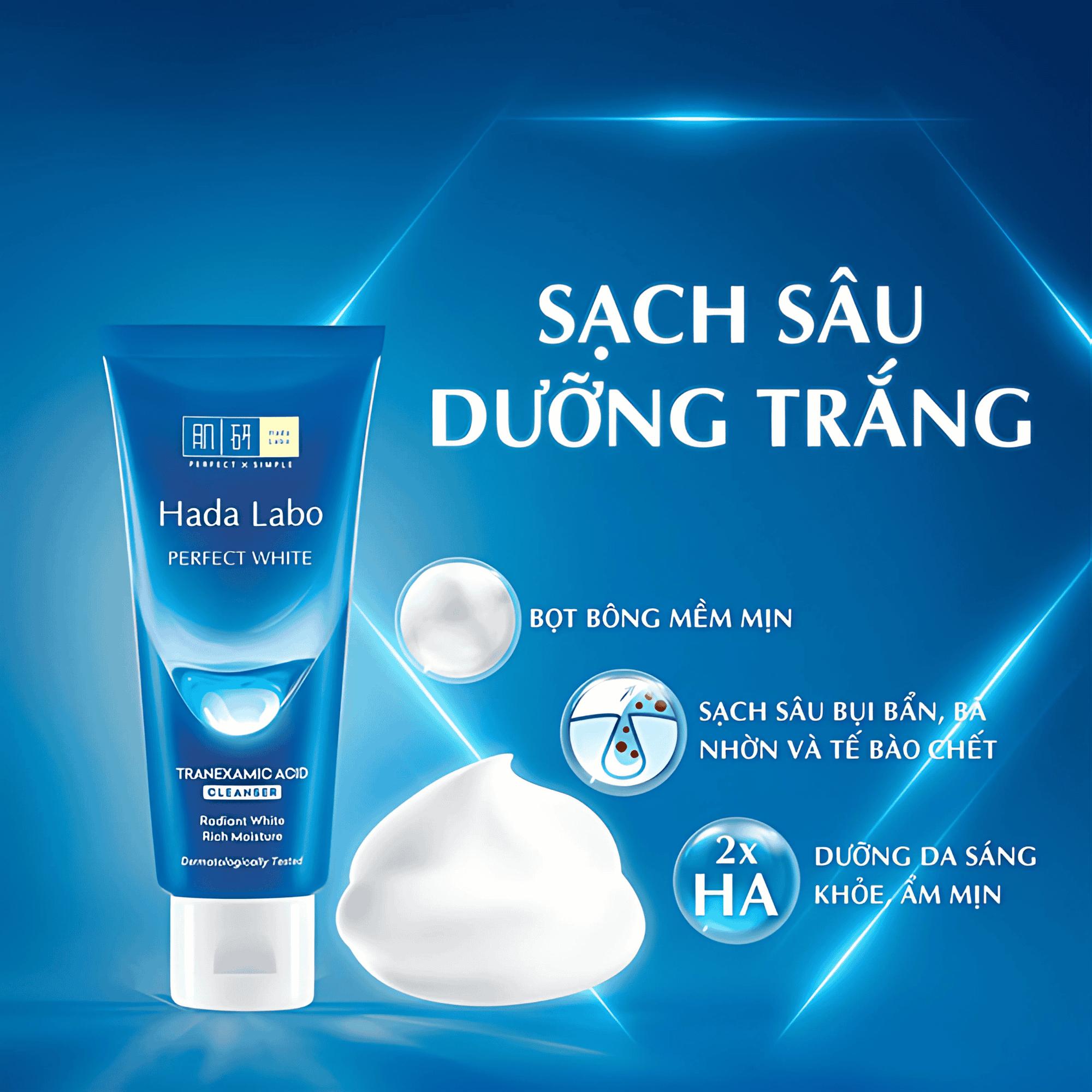 Sữa Rửa Mặt Dưỡng Sáng Hada Labo Perfect White Cleanser - 80g - Image 2