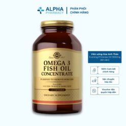 Viên Uống Dầu Cá Solgar Omega 3 Fish Oil Concentrate Hỗ Trợ Tim Mạch, Não Bộ – 120 Viên