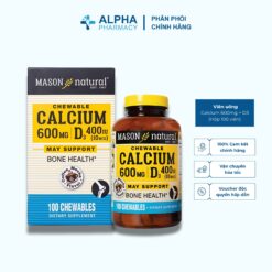 Viên Uống Bổ Sung Mason Calcium 600mg + D3 Hỗ Trợ Xương Chắc Khỏe, Ngừa Loãng Xương