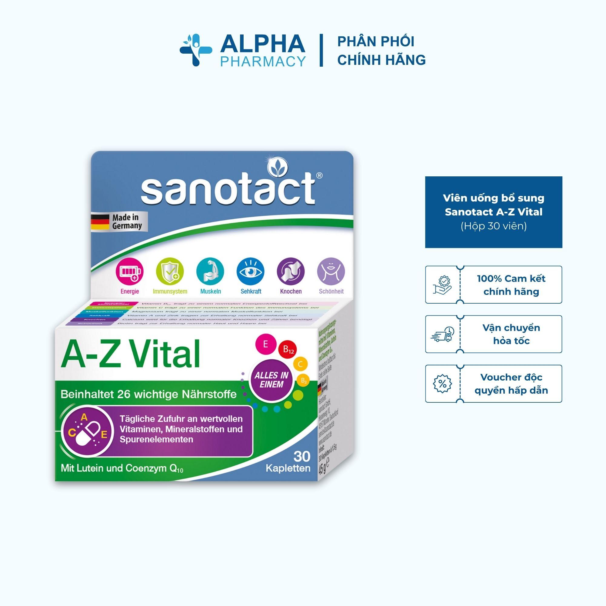 Viên Uống Sanotact A-Z Vital Bổ Sung Vitamin & Khoáng Chất Tổng Hợp - Hộp 30 Viên