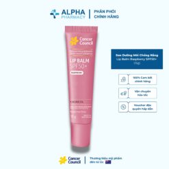 Son Dưỡng Môi Chống Nắng Cancer Council Lip Balm Raspberry SPF50+ Bảo Vệ & Dưỡng Ẩm Môi Hiệu Quả - 15g