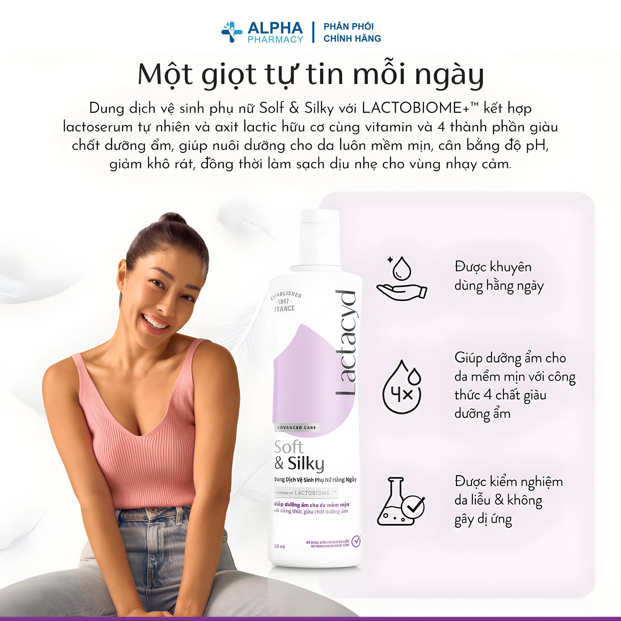 Dung Dịch Vệ Sinh Phụ Nữ Lactacyd Soft And Silky Dưỡng Ẩm & Mềm Mịn Da – 150ml/250ml - Image 2