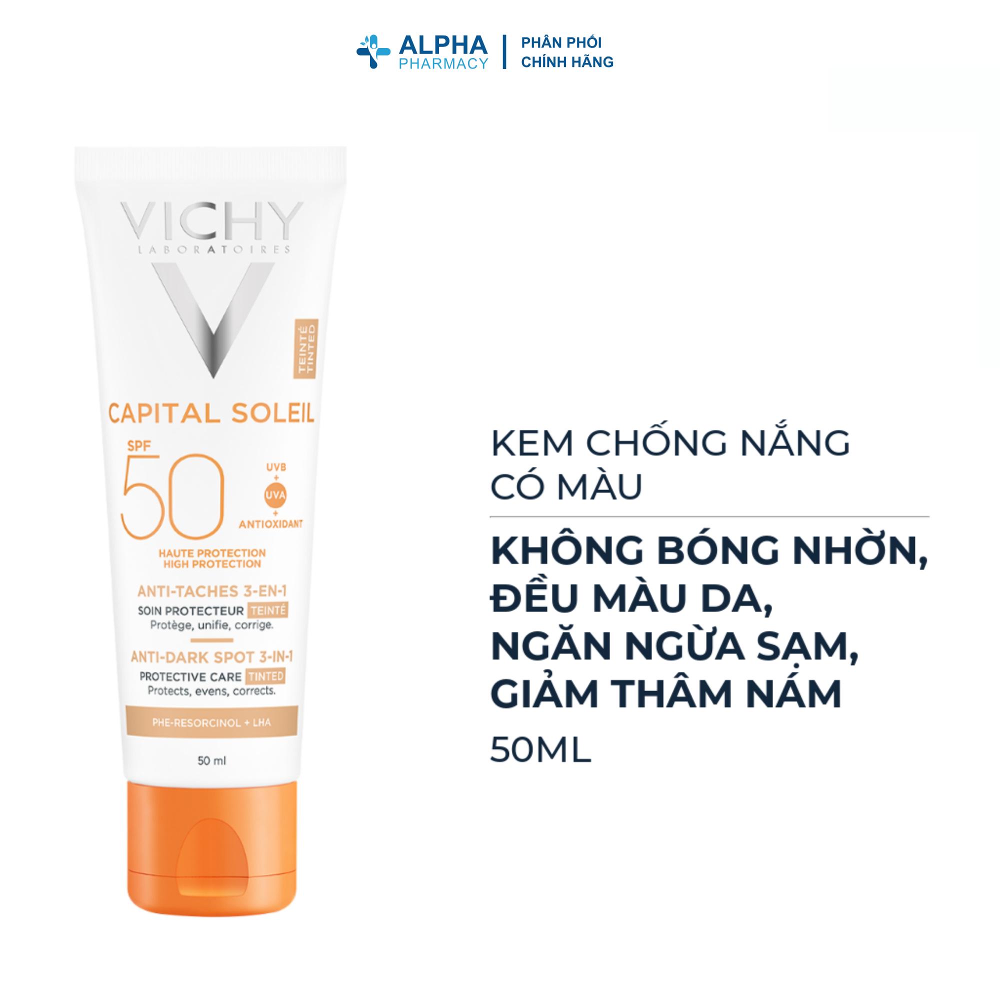 Kem Chống Nắng Có Màu Vichy Capital Soleil Anti-Dark Spot 3-in-1 SPF50+ Giảm Thâm Nám & Ngăn Sạm Da – 50ml - Image 3