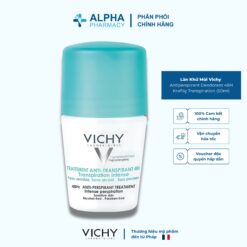 Lăn Khử Mùi Vichy Antiperspirant Deodorant 48H Kraftig Transpiration Giúp Khô Thoáng & Giảm Mùi Vùng Da Dưới Cánh Tay – 50ml