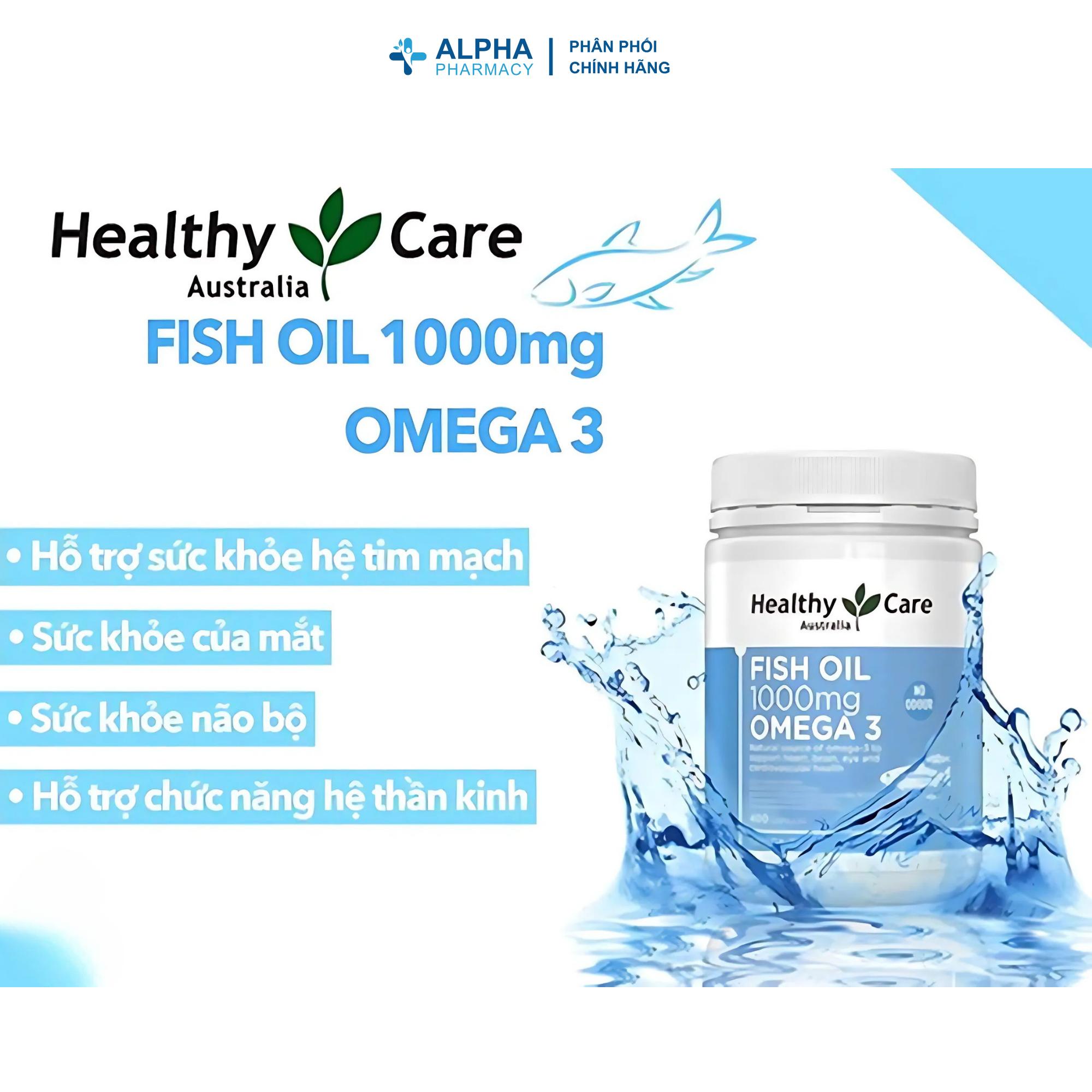 Viên Uống Omega 3 1000mg Healthy Care Dầu Cá Hỗ Trợ Tim Mạch, Não Bộ & Thị Lực - Lọ 400 Viên - Image 3