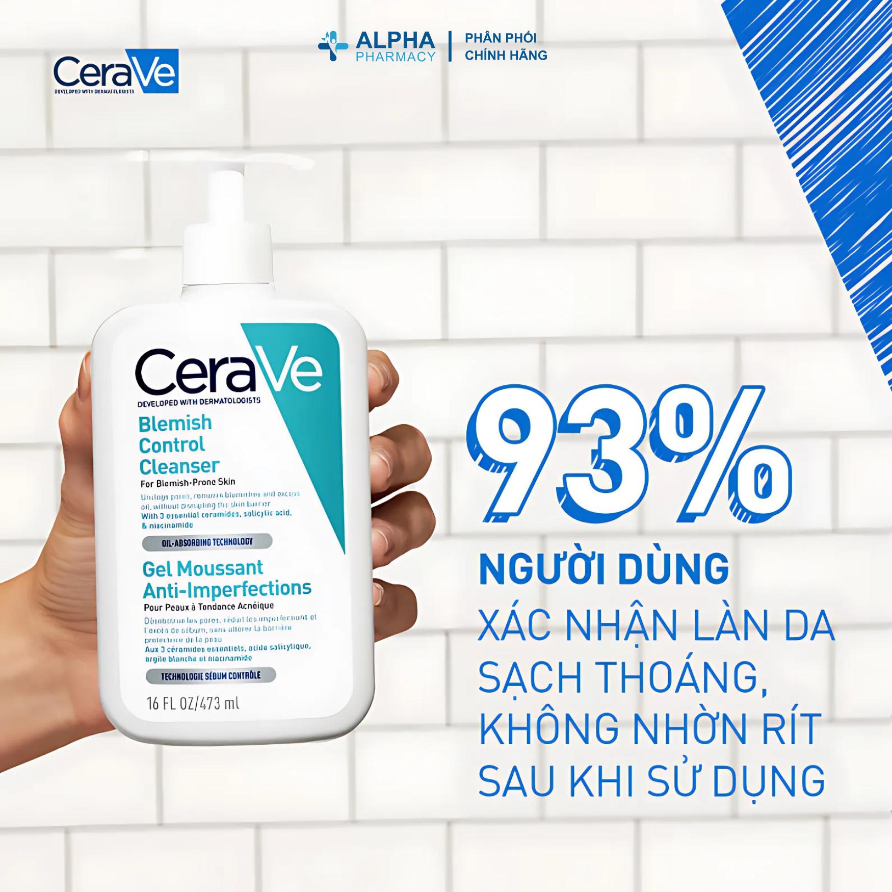 Sữa Rửa Mặt Cerave Blemish Control Cleanser Giảm Mụn & Không Gây Khô Da - 88ml/236ml/473ml - Image 5