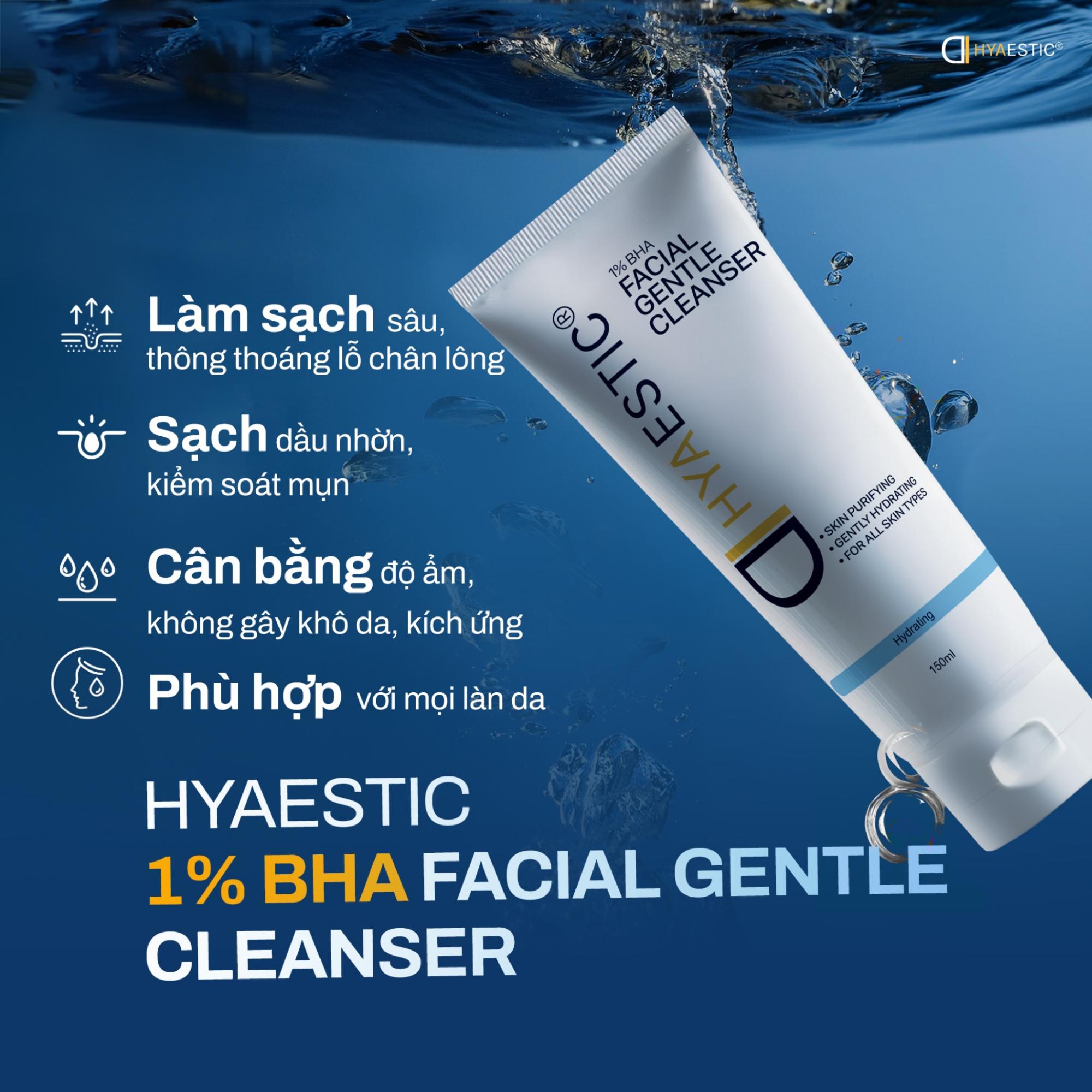 Sữa Rửa Mặt Dịu Nhẹ Sạch Sâu Hyaestic 1% BHA Gentle Cleanser - 50ml/150ml - Image 3